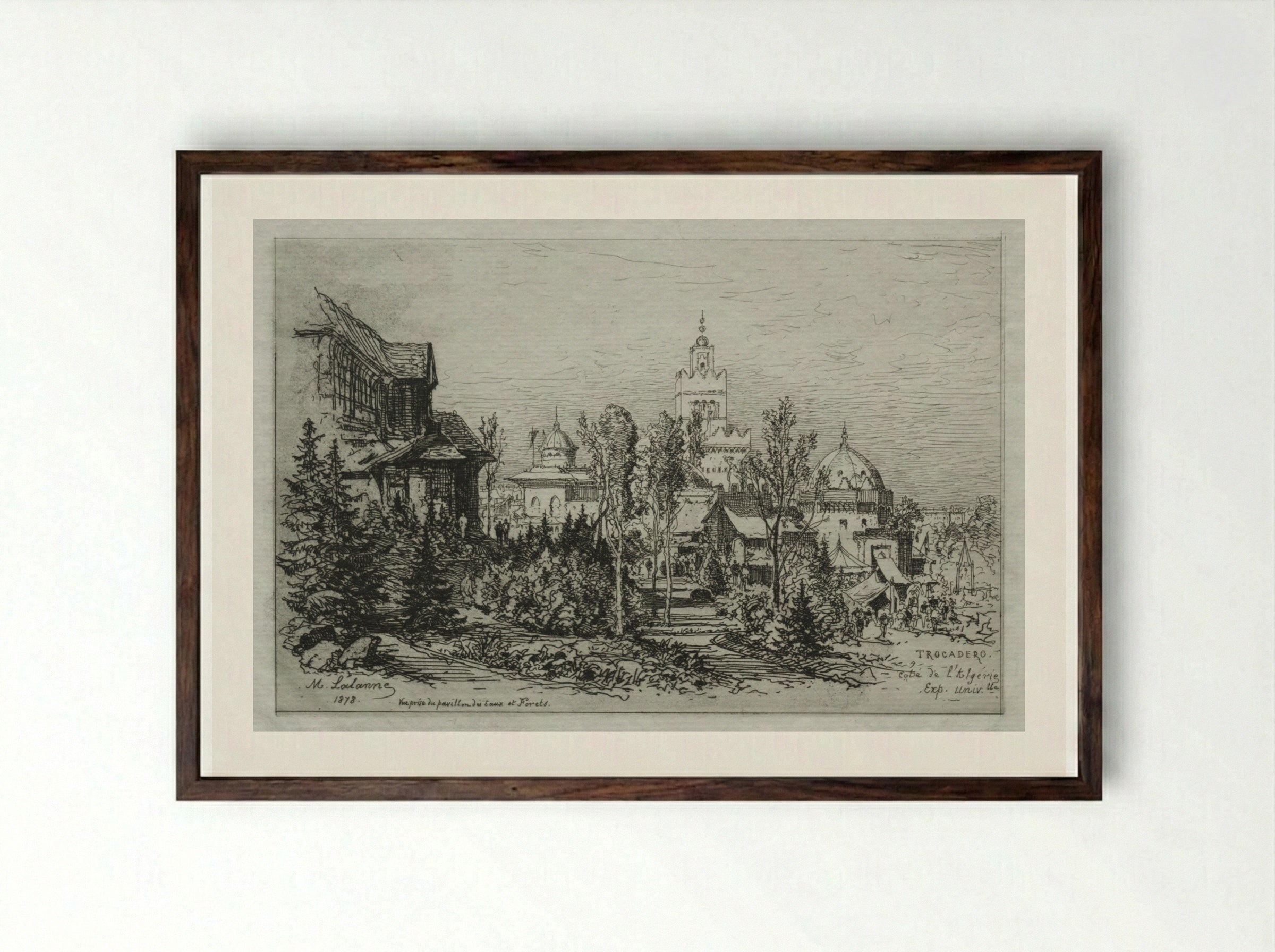 The Algerian Palace at the Trocadero - Maxime Lalanne - Framed Print Dark Wood