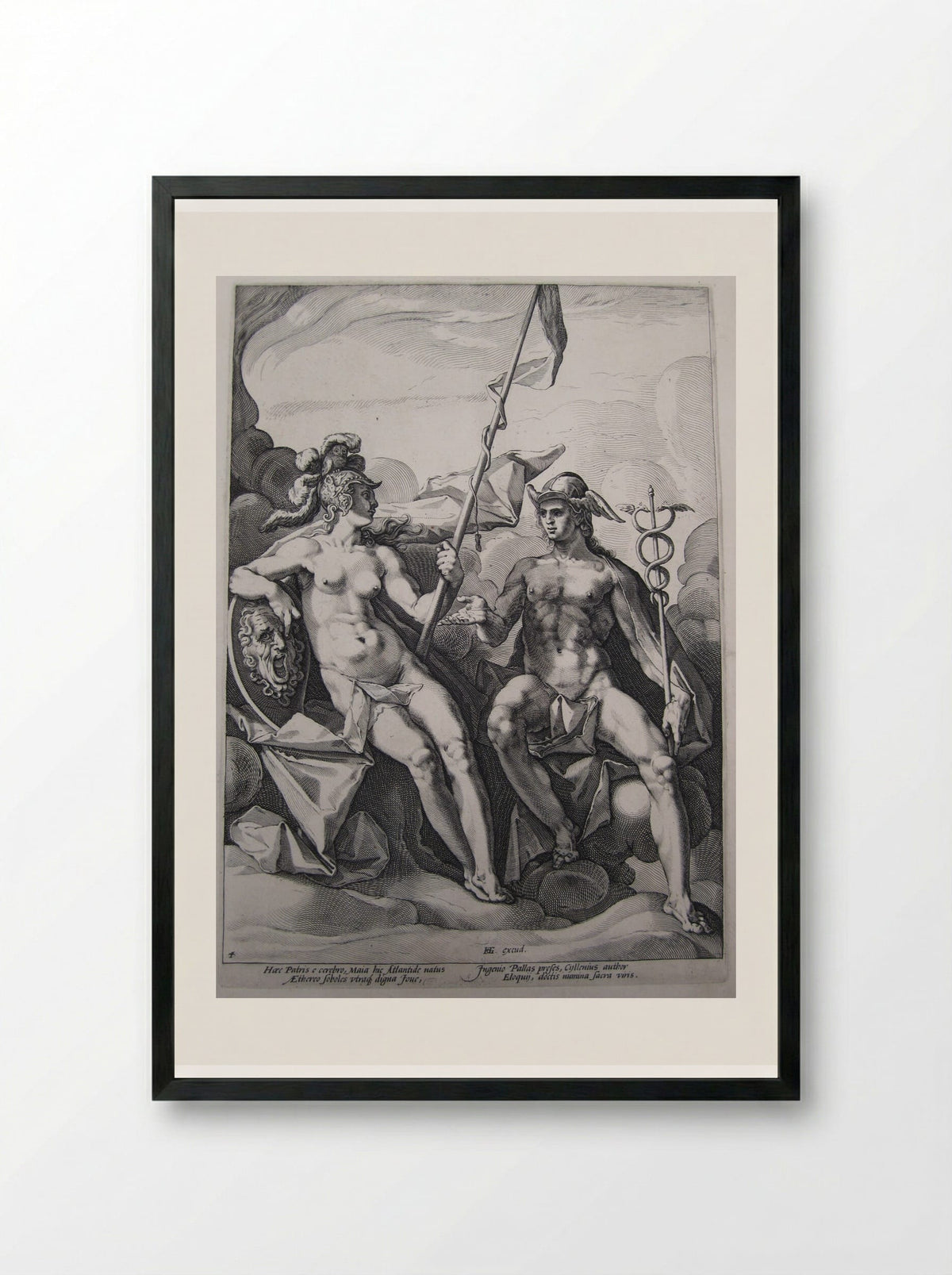 The Alliance of Athena and Mercury - Jacob Matham - Framed Print Black