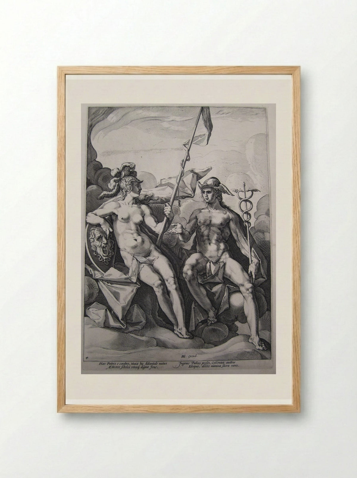 The Alliance of Athena and Mercury - Jacob Matham - Framed Print Wood