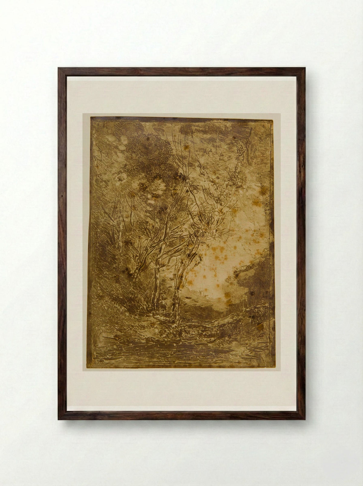 The Ambush - Jean-Baptiste-Camille Corot - Framed Print Dark Wood