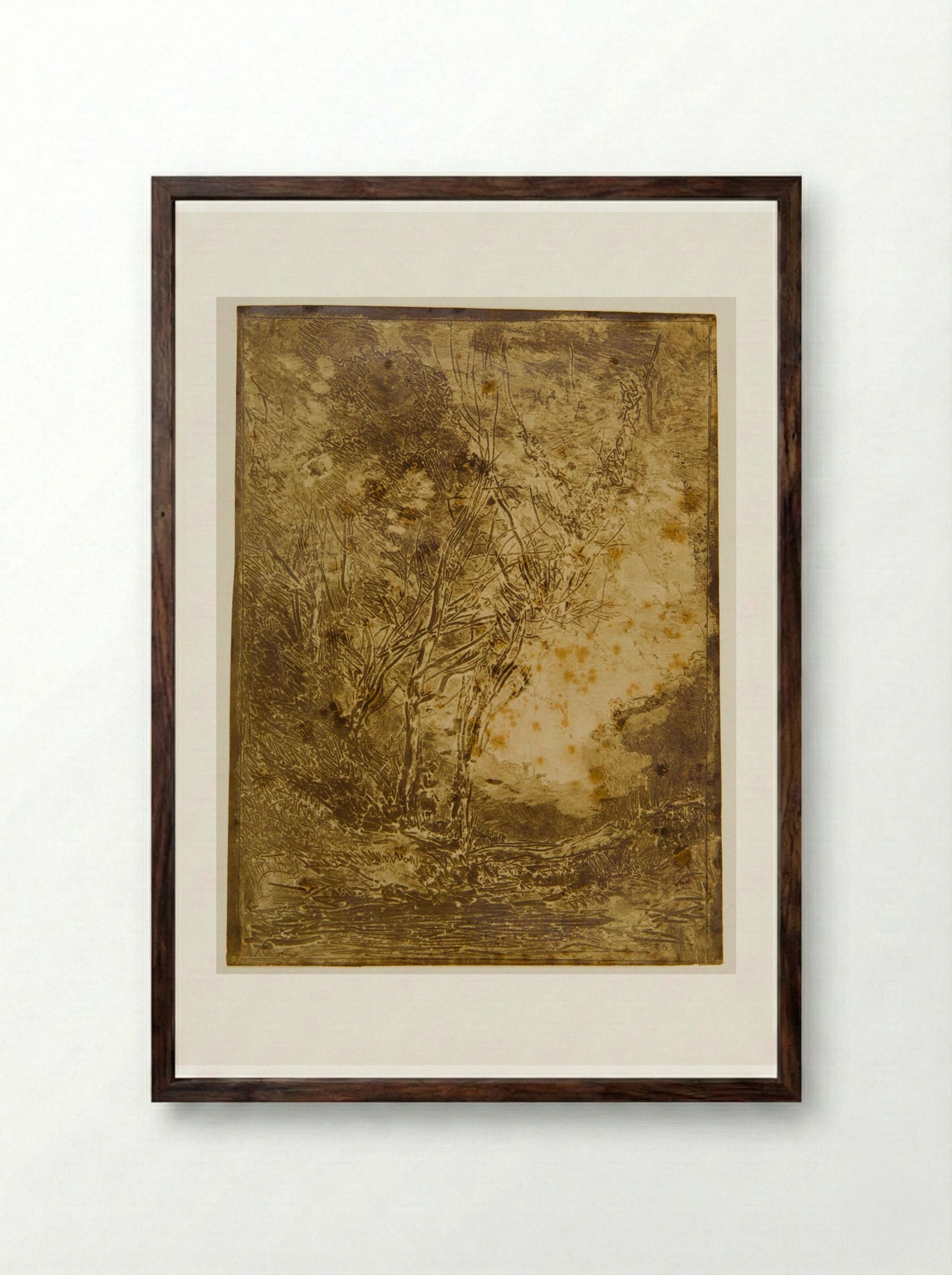 The Ambush - Jean-Baptiste-Camille Corot - Framed Print Dark Wood