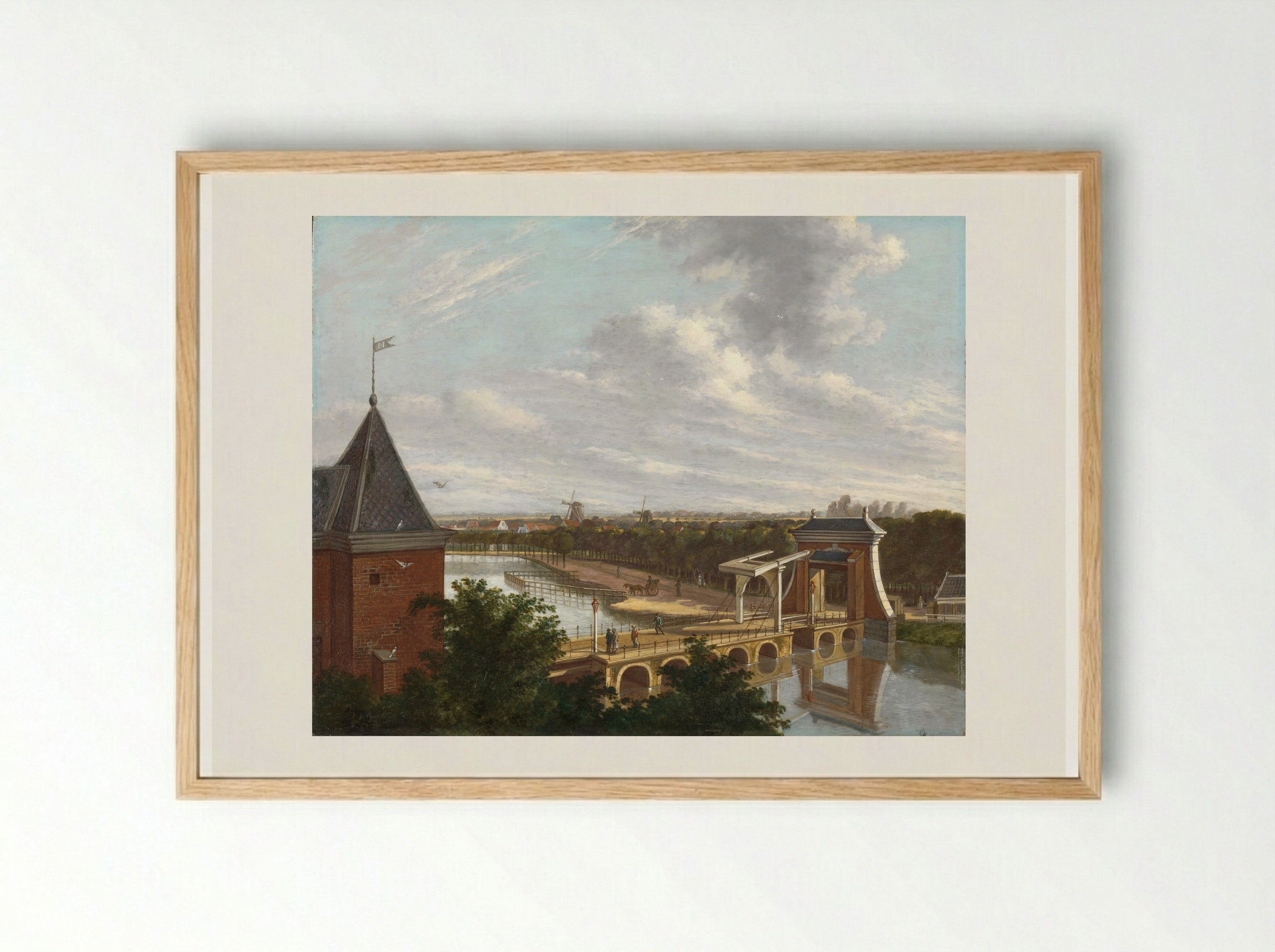 The Amsterdam Outer Canal near the Leidsepoort Seen from the Theatre - Johannes Jelgerhuis - Framed Print Wood