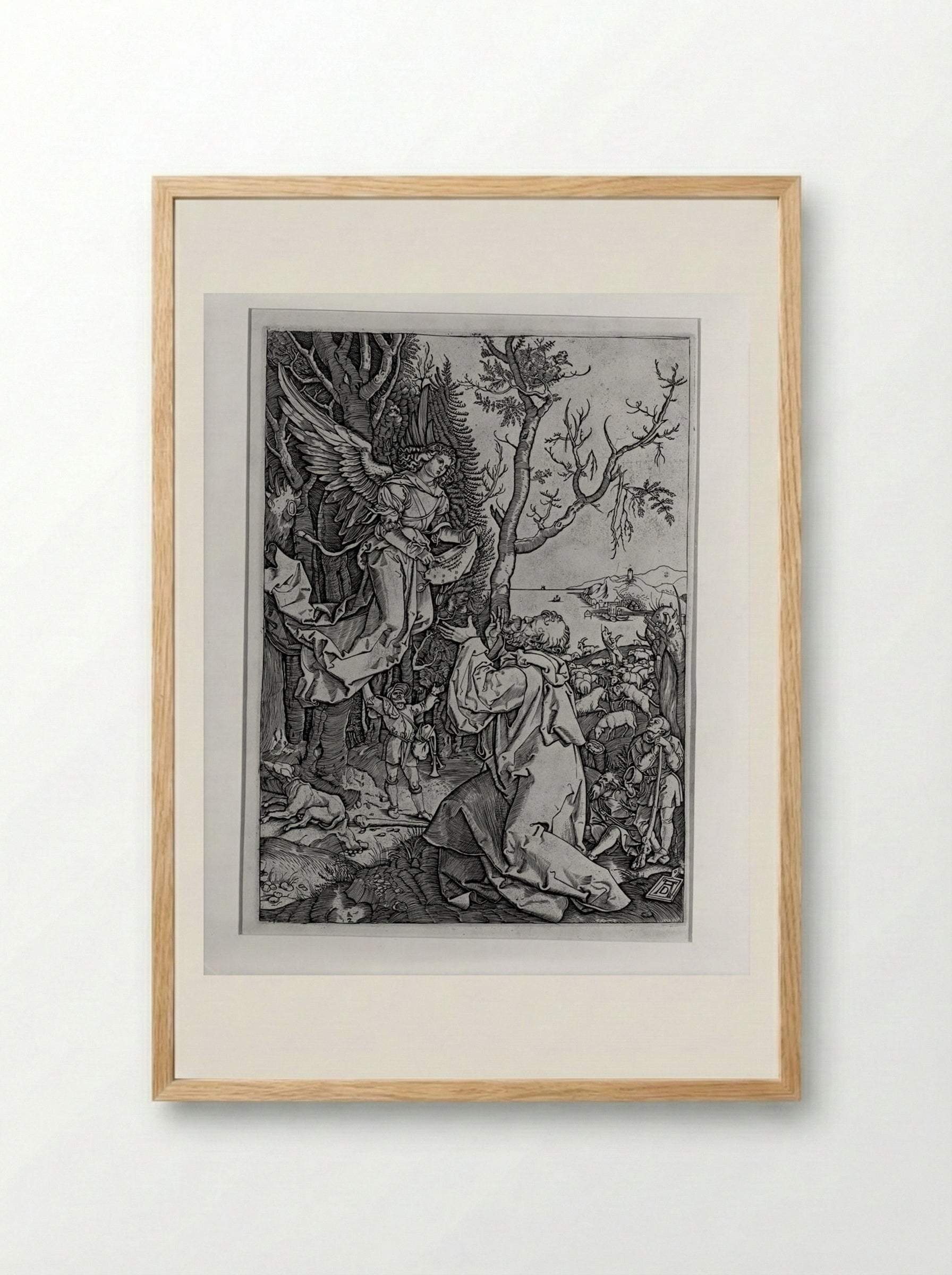 The Angel Appearing to Joachim - Marcantonio Raimondi - Framed Print Wood