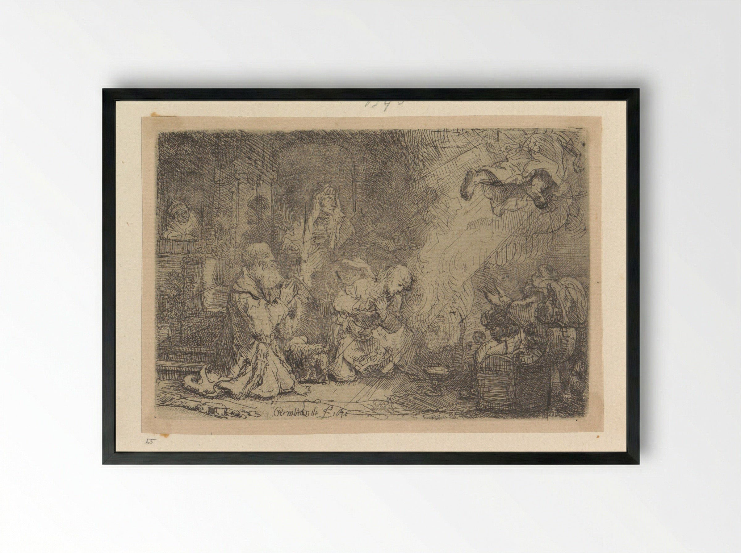 The Angel Departing from the Family of Tobias - Henry Louis Basan - Framed Print Black