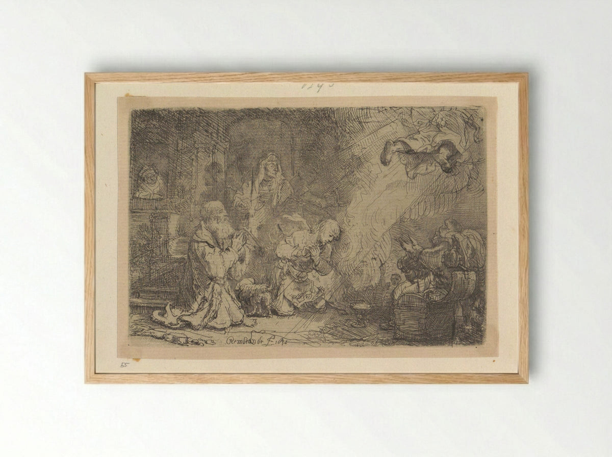The Angel Departing from the Family of Tobias - Henry Louis Basan - Framed Print Wood