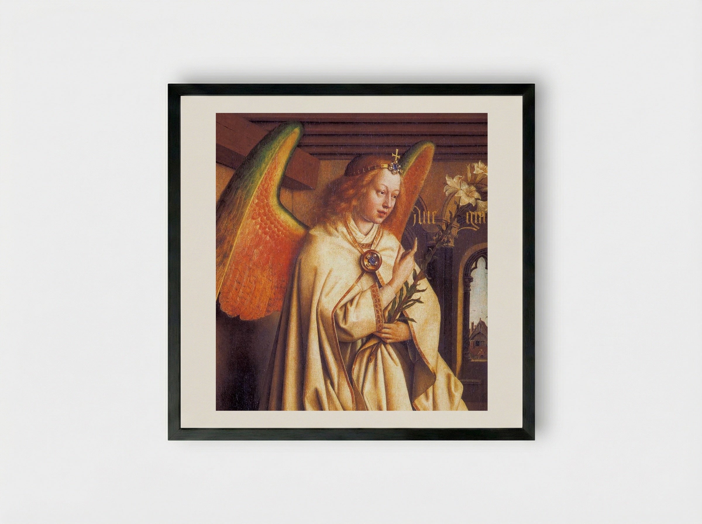 The Angel Gabriel - Jan van Eyck - Framed Print Black