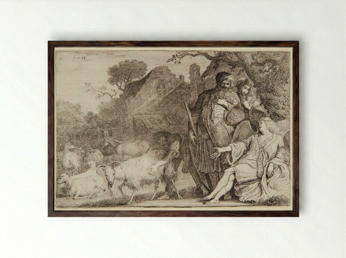 The Angel Promises Abraham a Son - Gerrit Claesz. Bleker - Framed Print Dark Wood