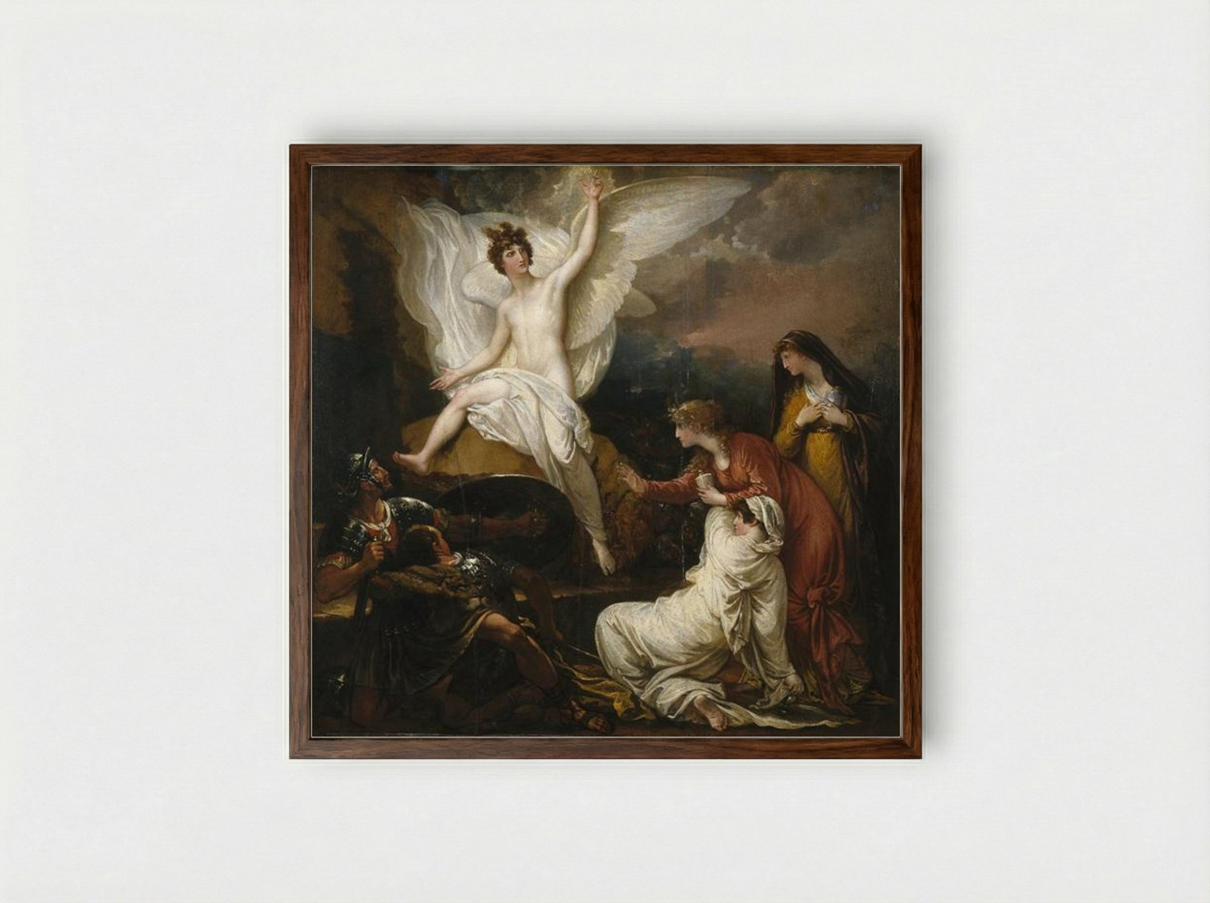 The Angel of the Lord Announcing the Resurrection - Benjamin West - Framed Print Dark Wood