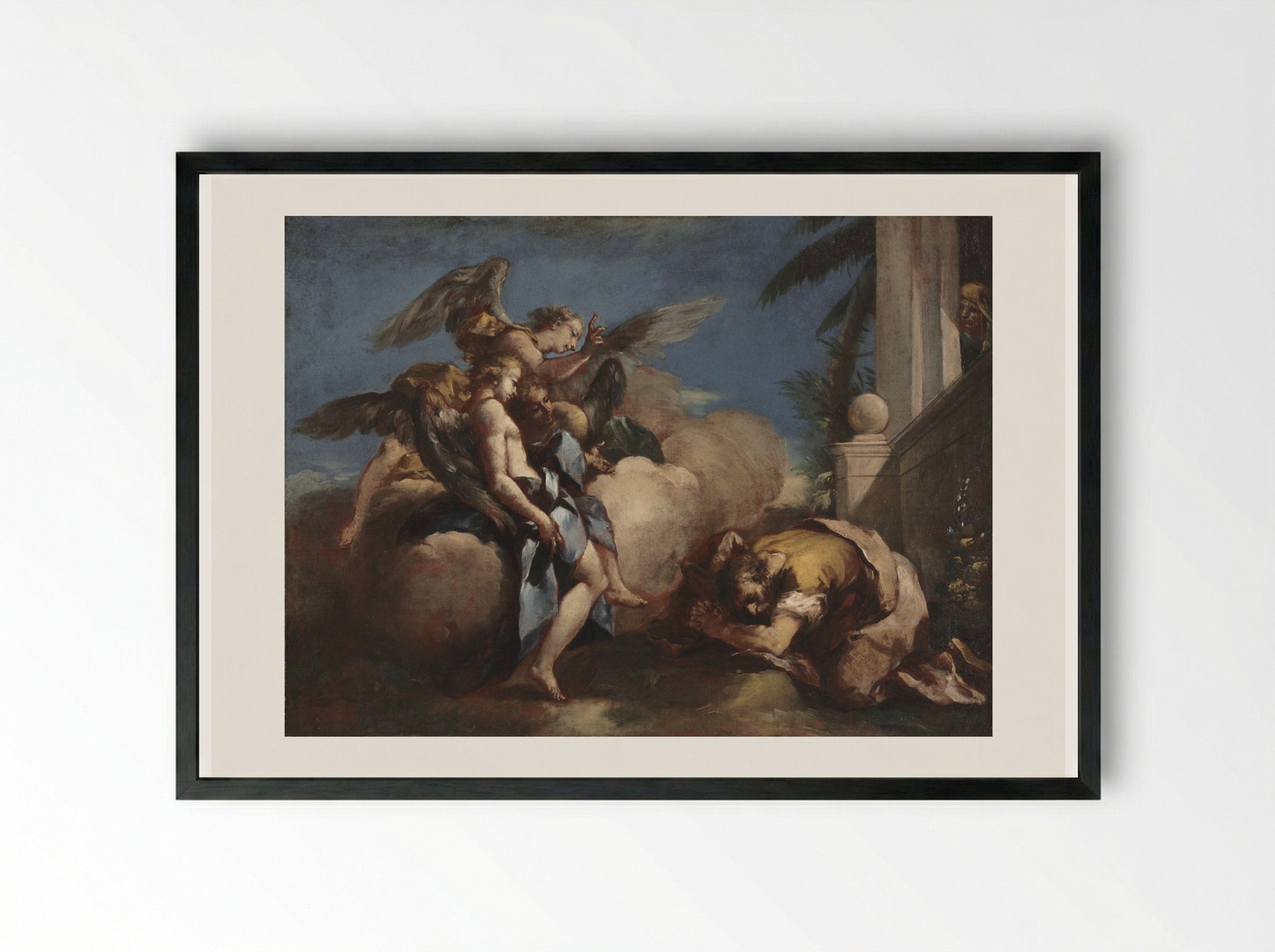 The Angels Appearing to Abraham - Francesco Guardi - Framed Print Black