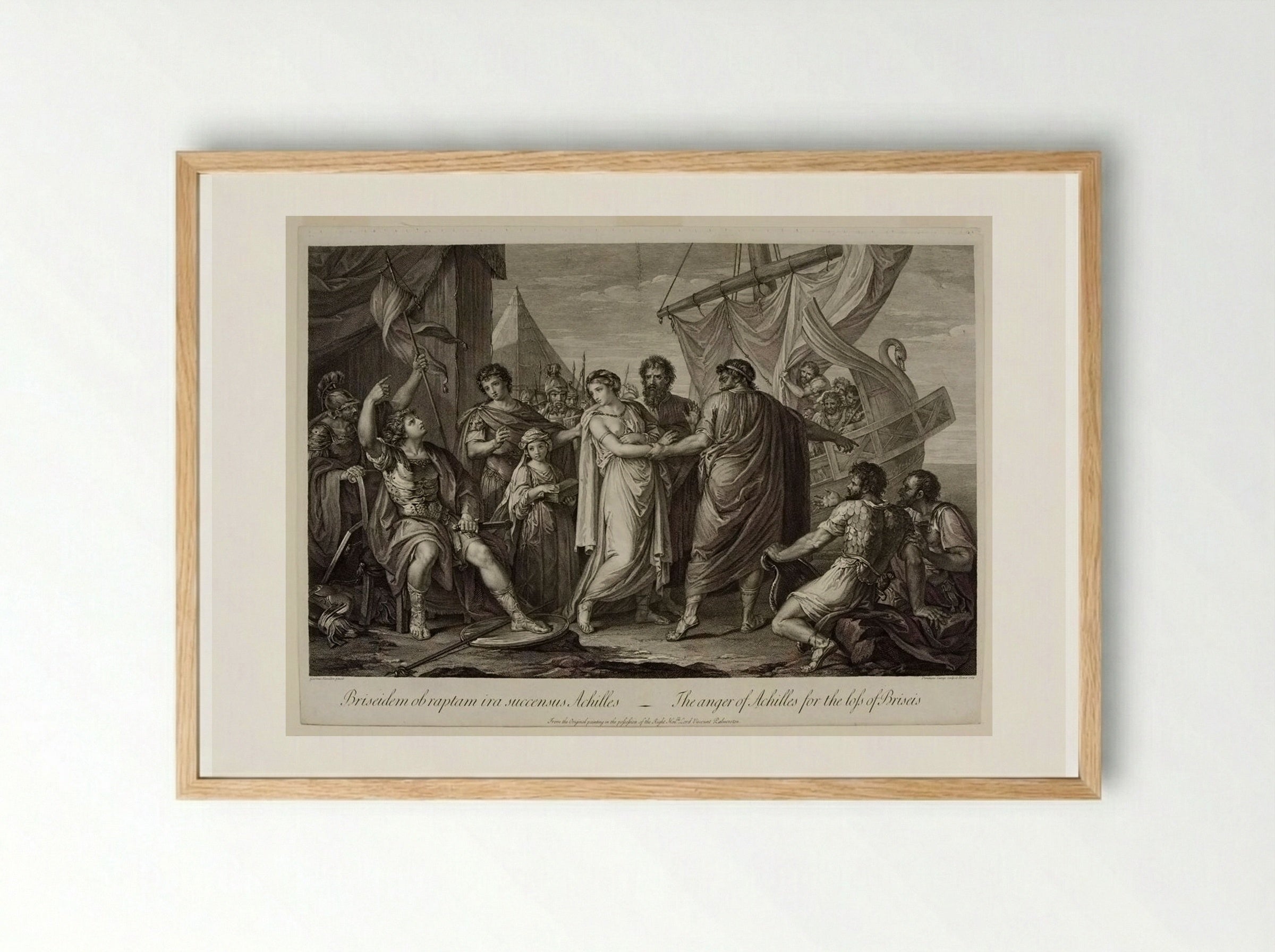 The Anger of Achilles for the Loss of Briseis - Domenico Cunego - Framed Print Wood