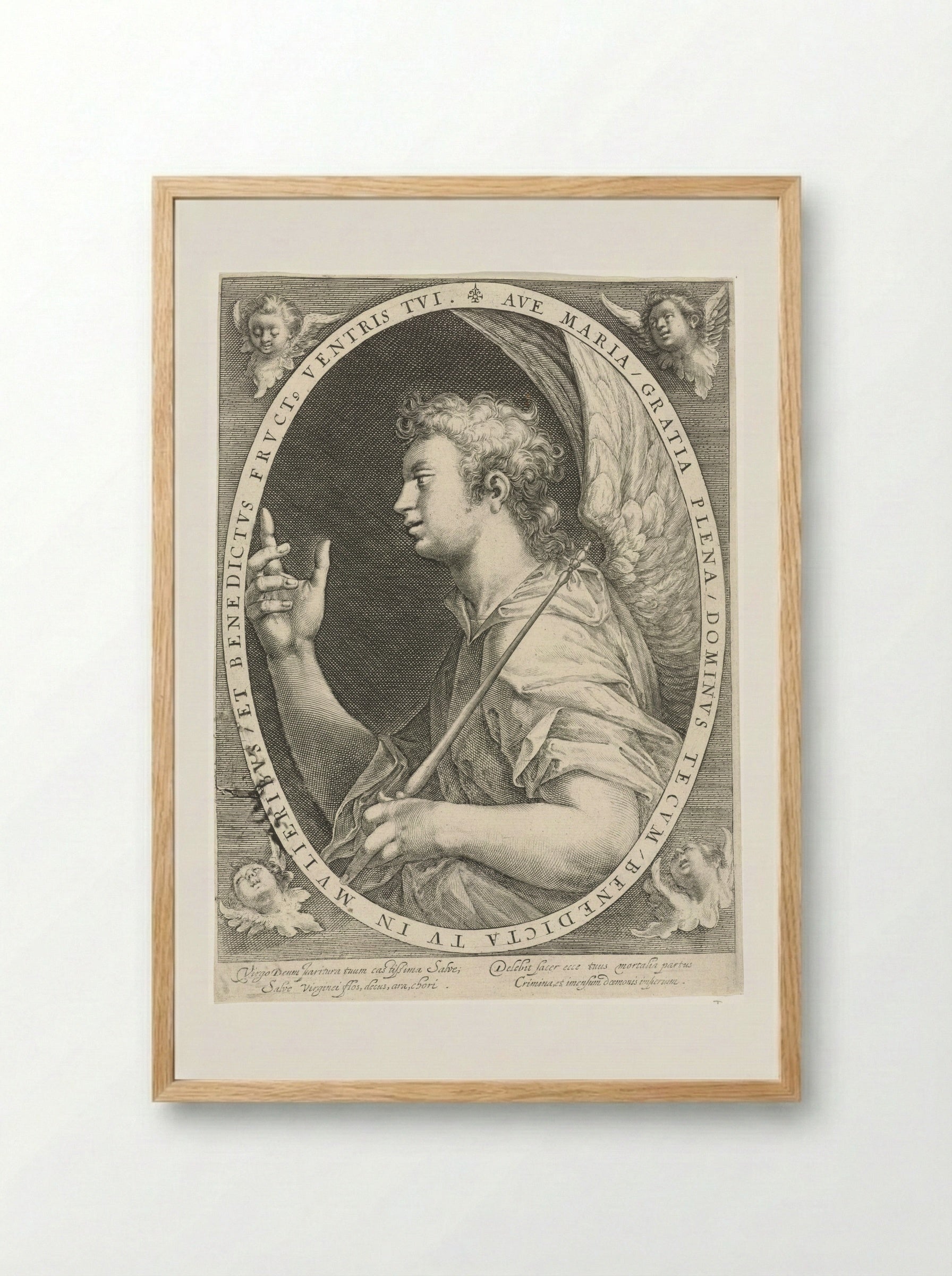 The Annunciation (Angel Gabriel) - Crispijn van de Passe (I) - Framed Print Wood