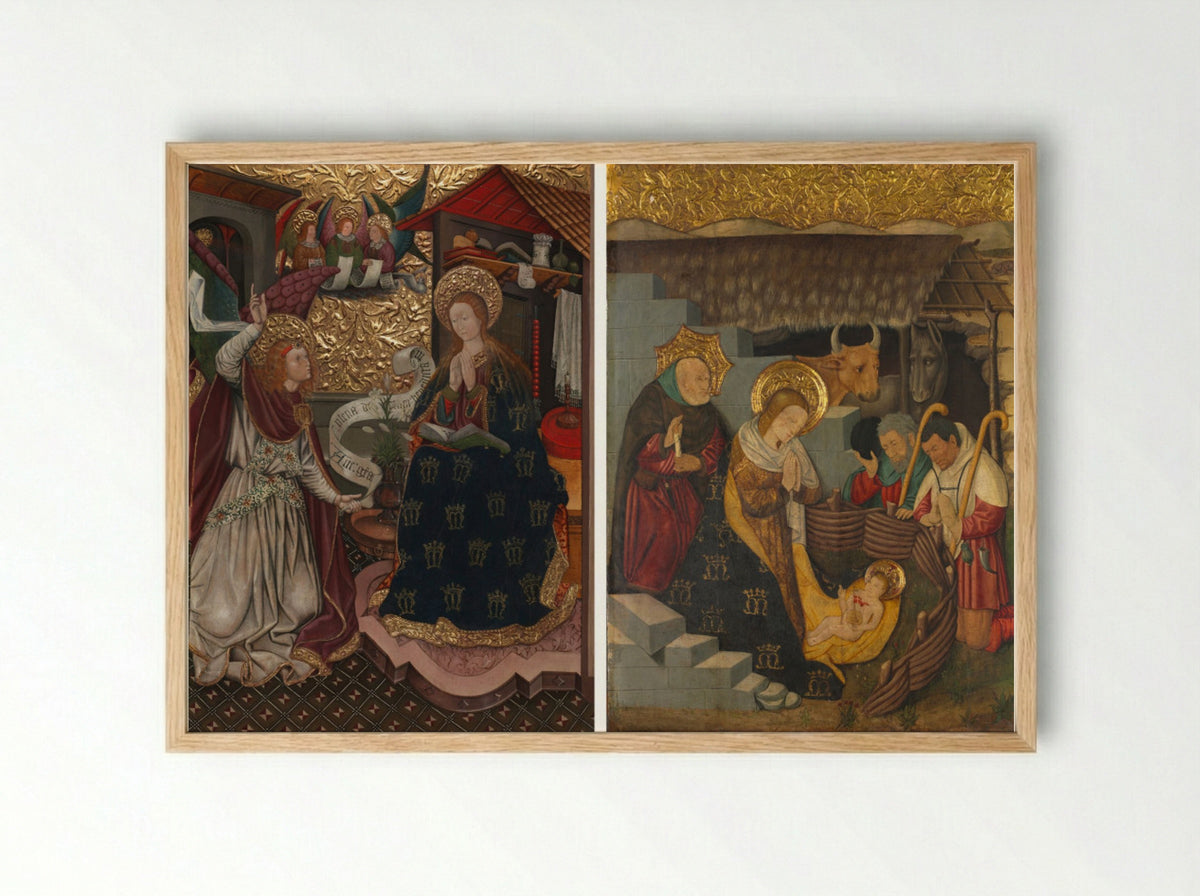 The Annunciation and The Nativity - Jaume Ferrer the Younger - Framed Print Wood
