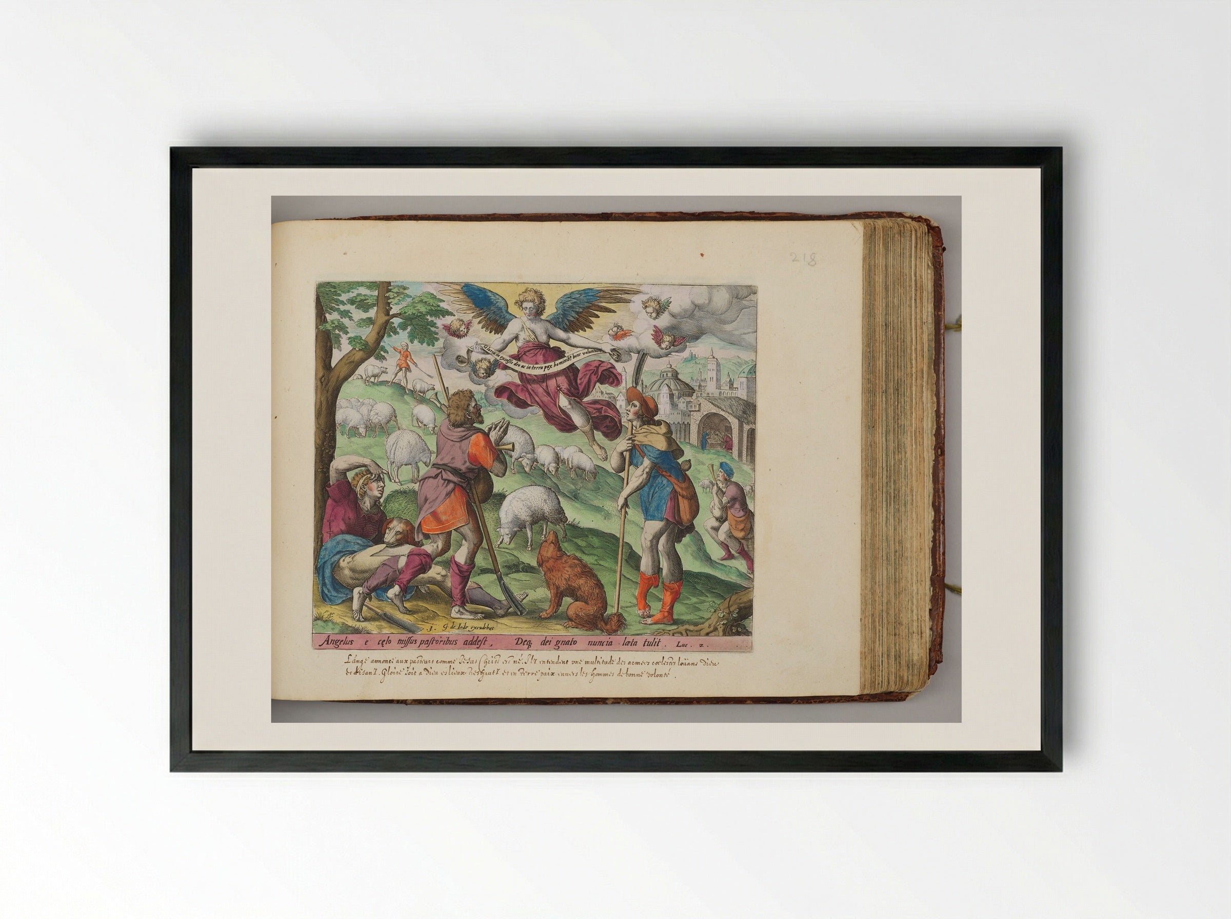 The Annunciation to the Shepherds - Johann Sadeler I - Framed Print Black