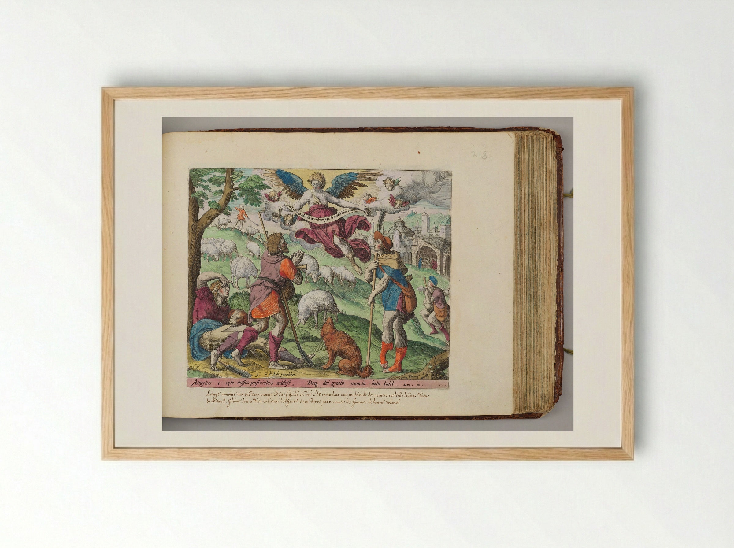 The Annunciation to the Shepherds - Johann Sadeler I - Framed Print Wood