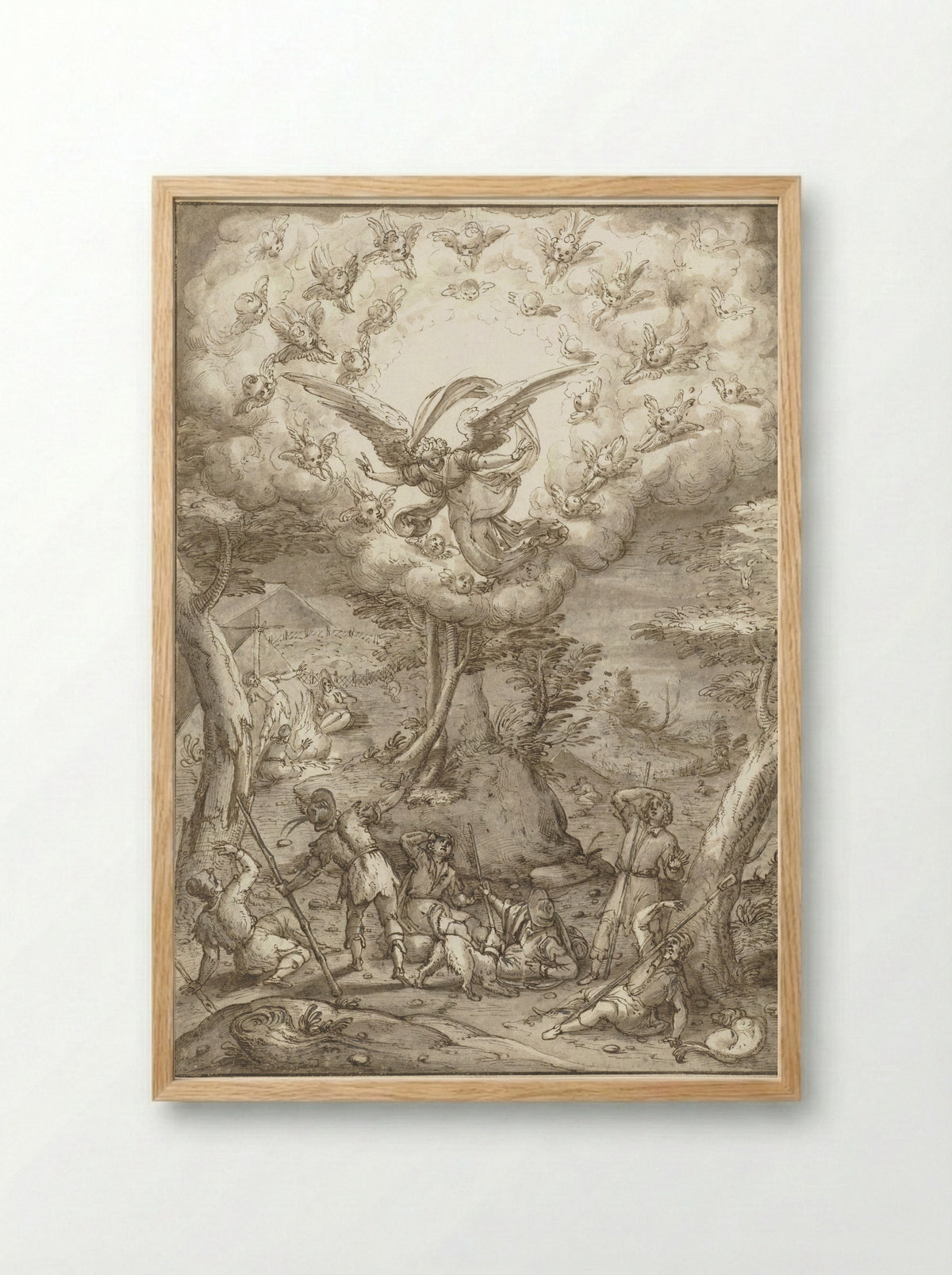 The Annunciation to the Shepherds - Peter de Witte - Framed Print Wood
