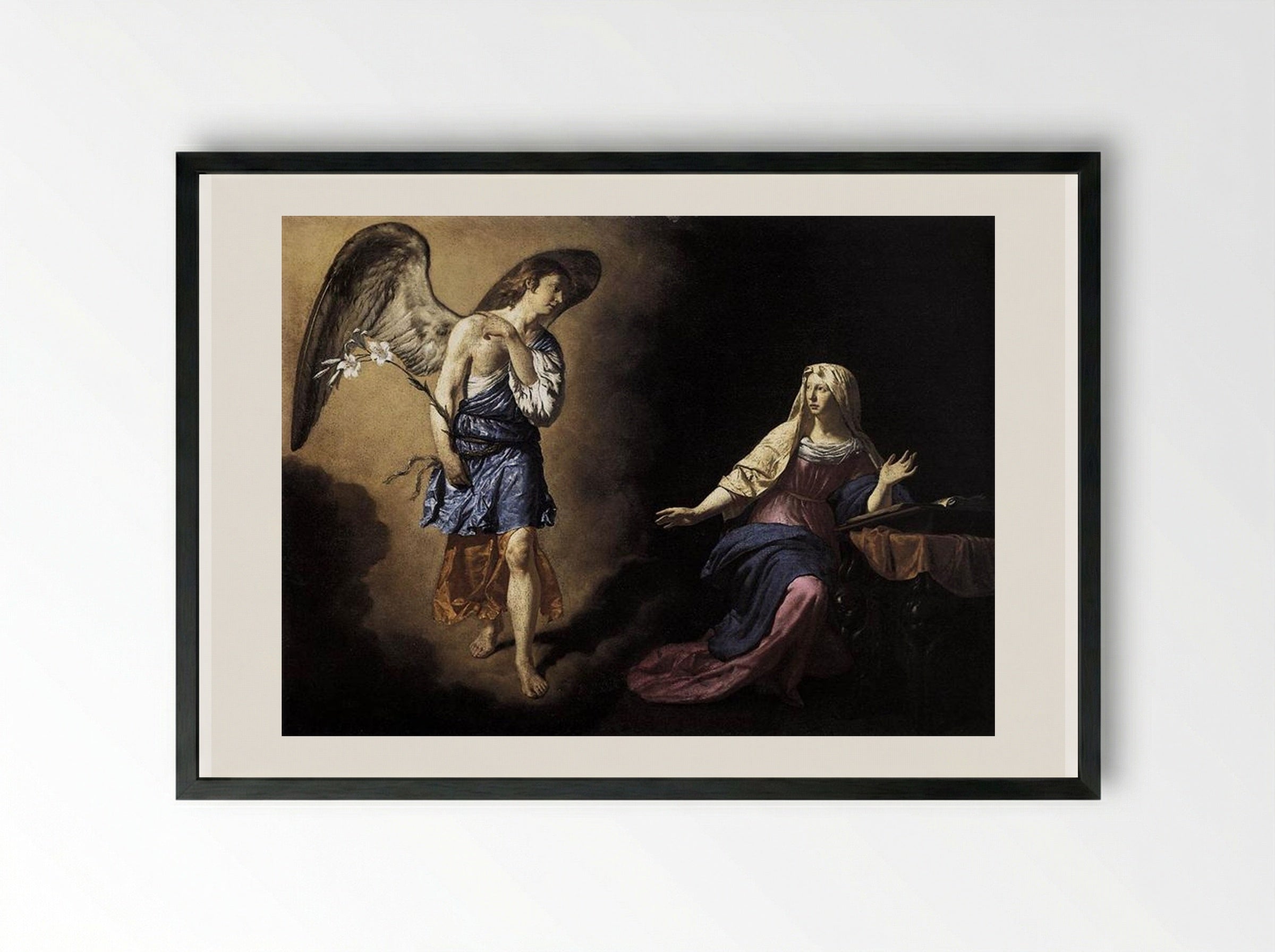 The Annunciation to the Virgin - Adriaen van de Velde - Framed Print Black