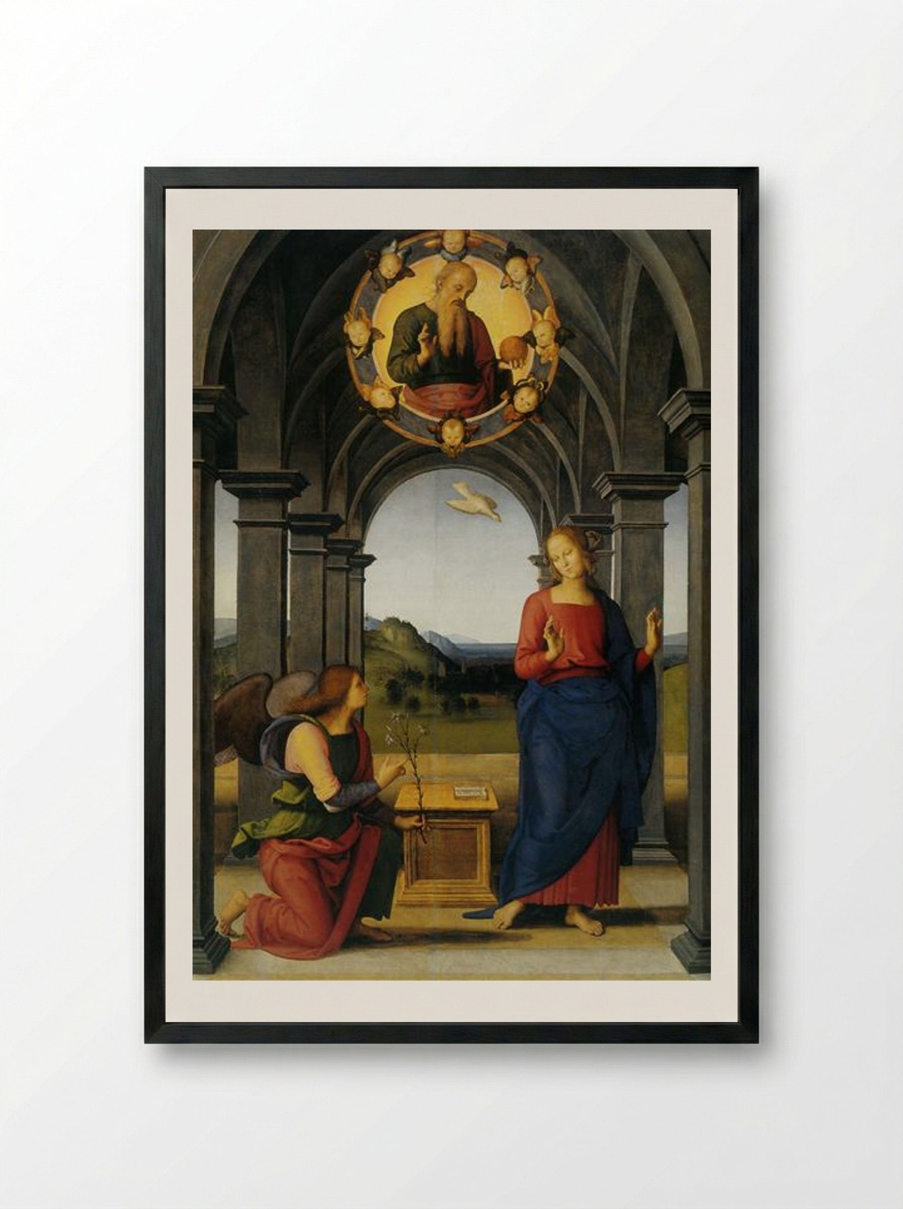 The Annunciation - Pietro Perugino - Framed Print Black
