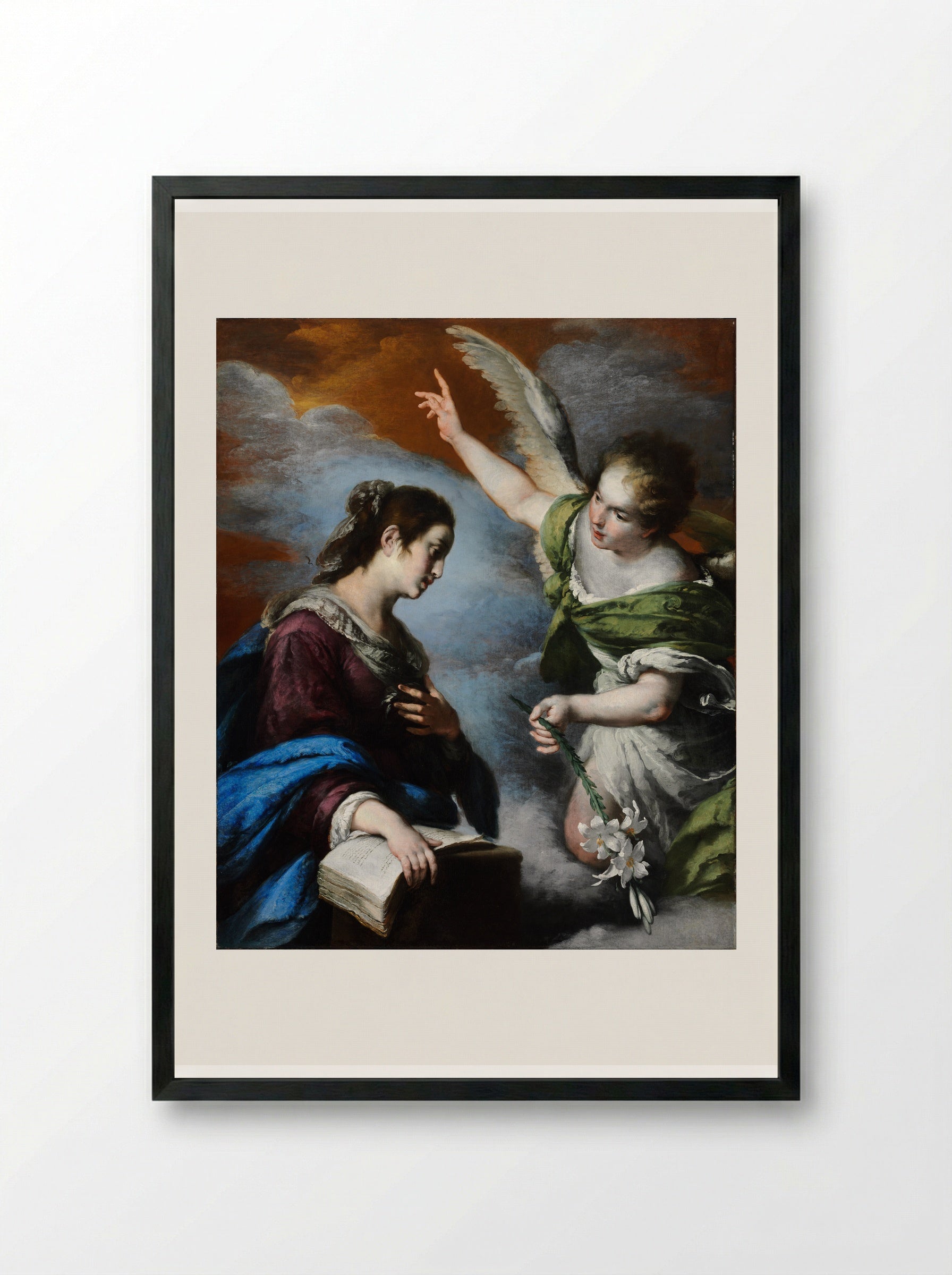 The Annunciation - Bernardo Strozzi - Framed Print Black