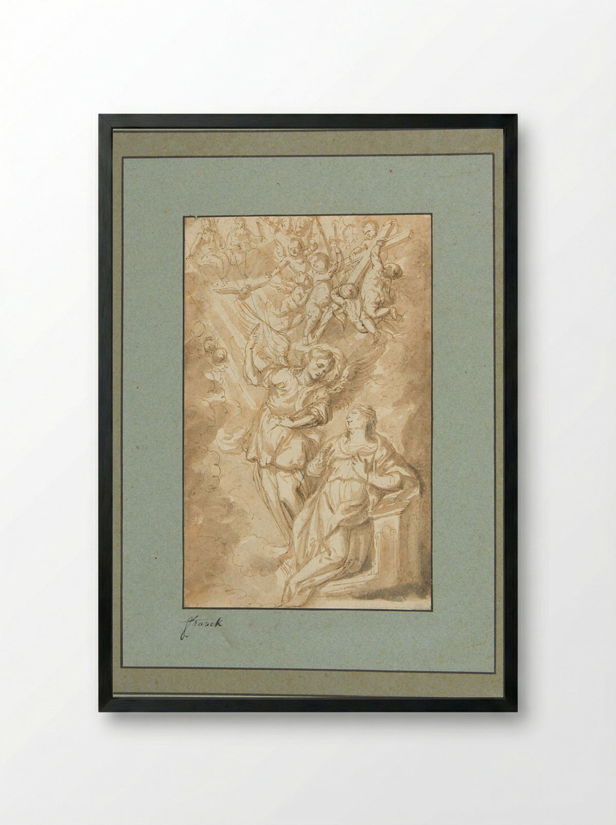 The Annunciation - Cornelis Schut I - Framed Print Black