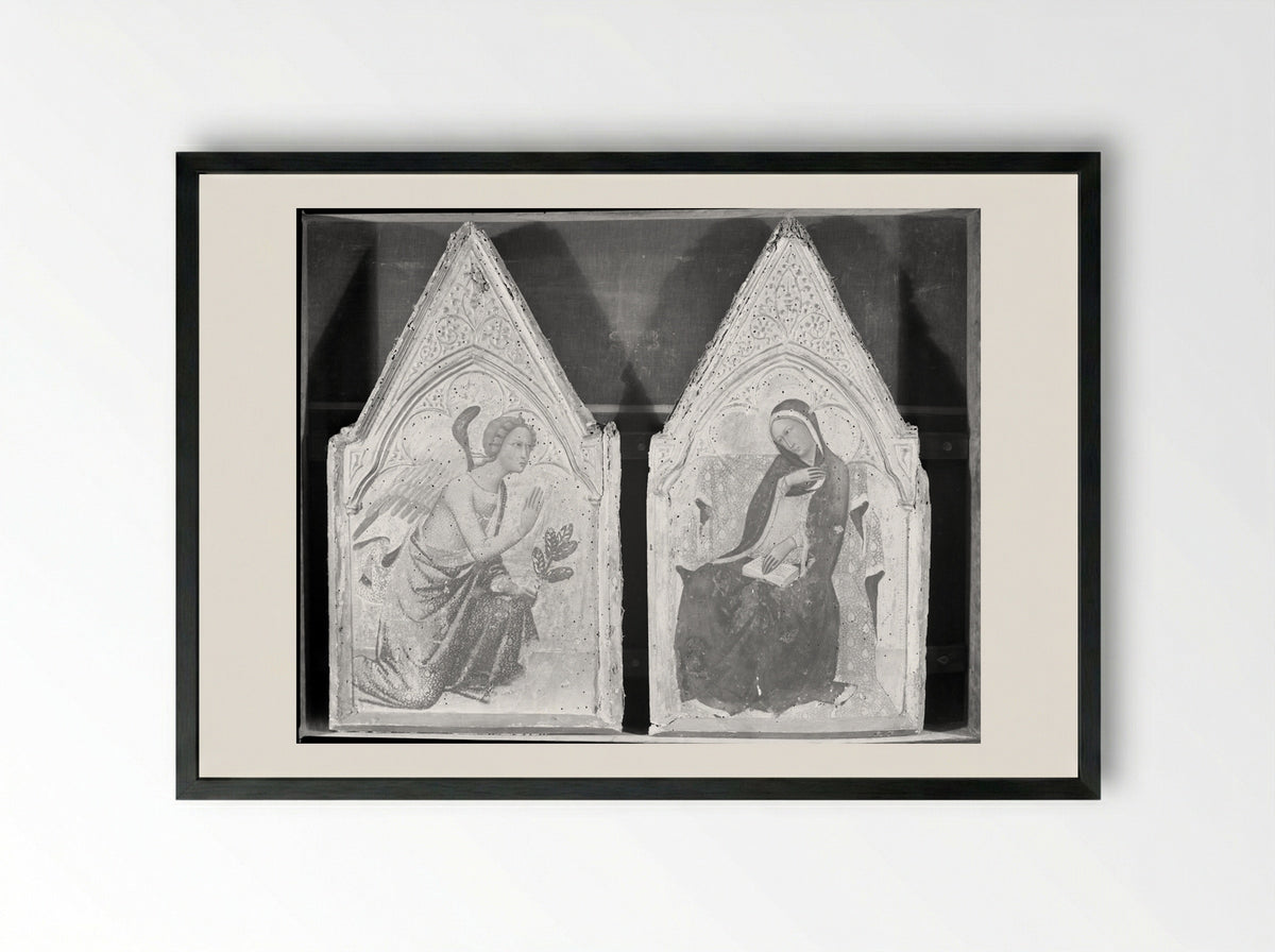 The Annunciation - Andrea Vanni - Framed Print Black