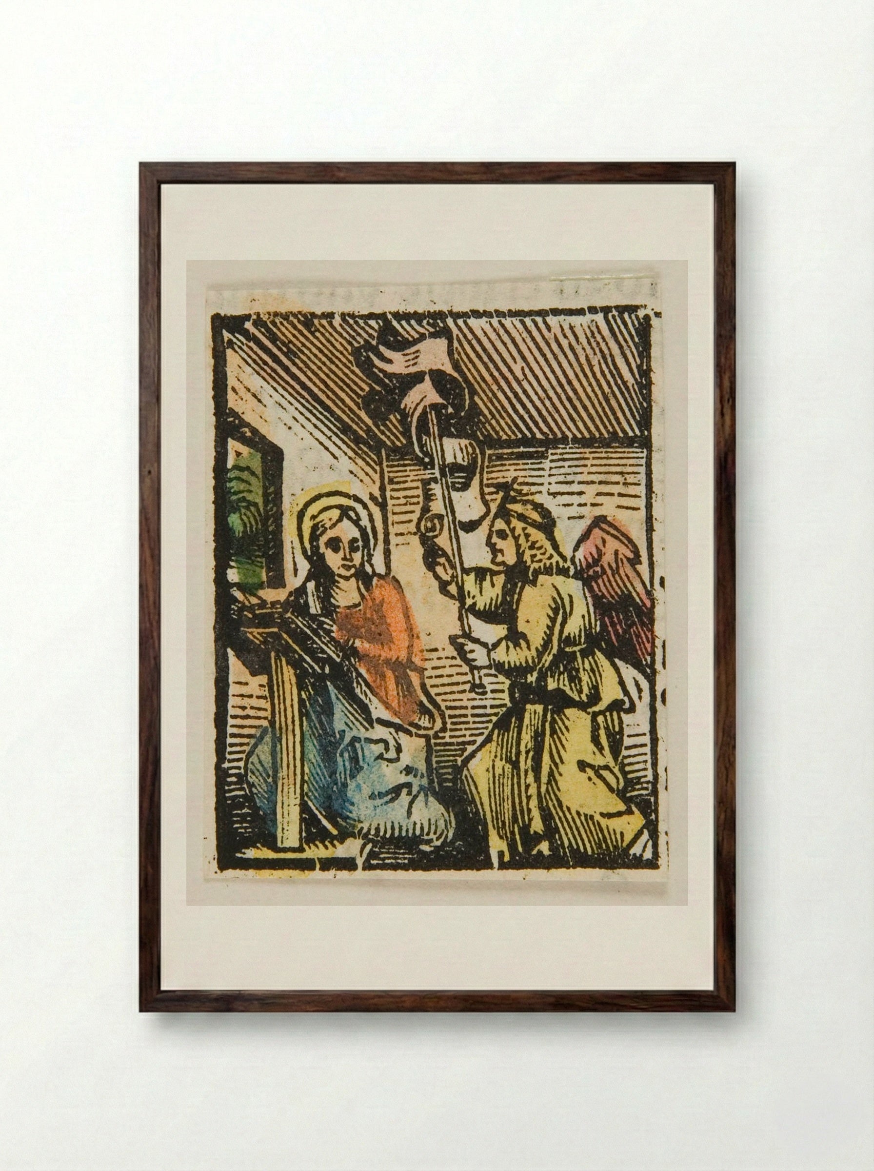 The Annunciation - Urs Graf - Framed Print Dark Wood