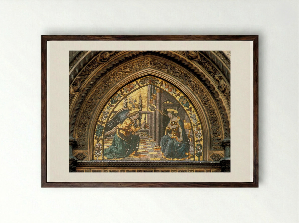 The Annunciation - Domenico Ghirlandaio - Framed Print Dark Wood