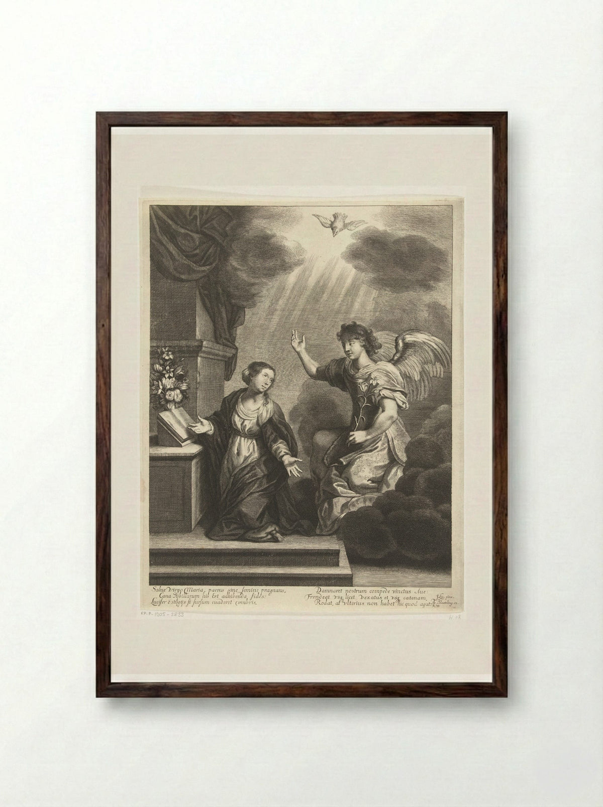The Annunciation - Abraham Bloteling - Framed Print Dark Wood