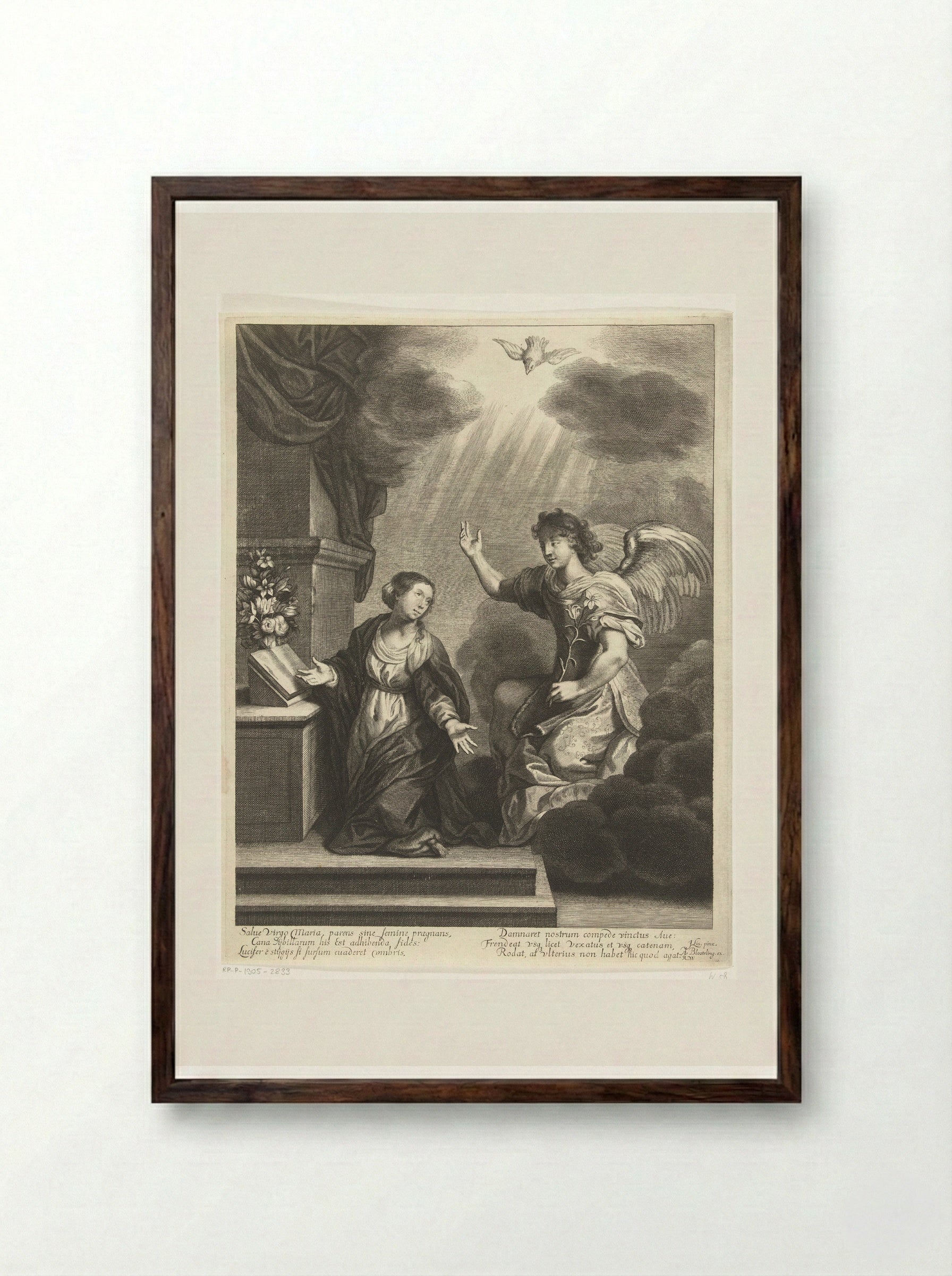 The Annunciation - Abraham Bloteling - Framed Print Dark Wood