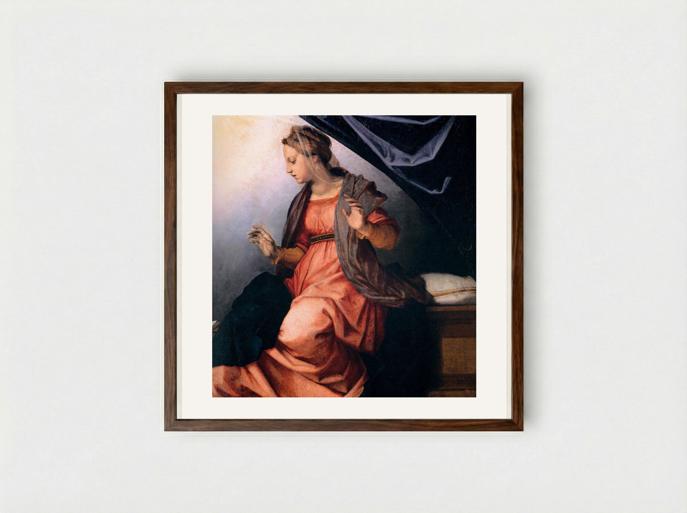 The Annunciation - Andrea del Sarto - Framed Print Dark Wood