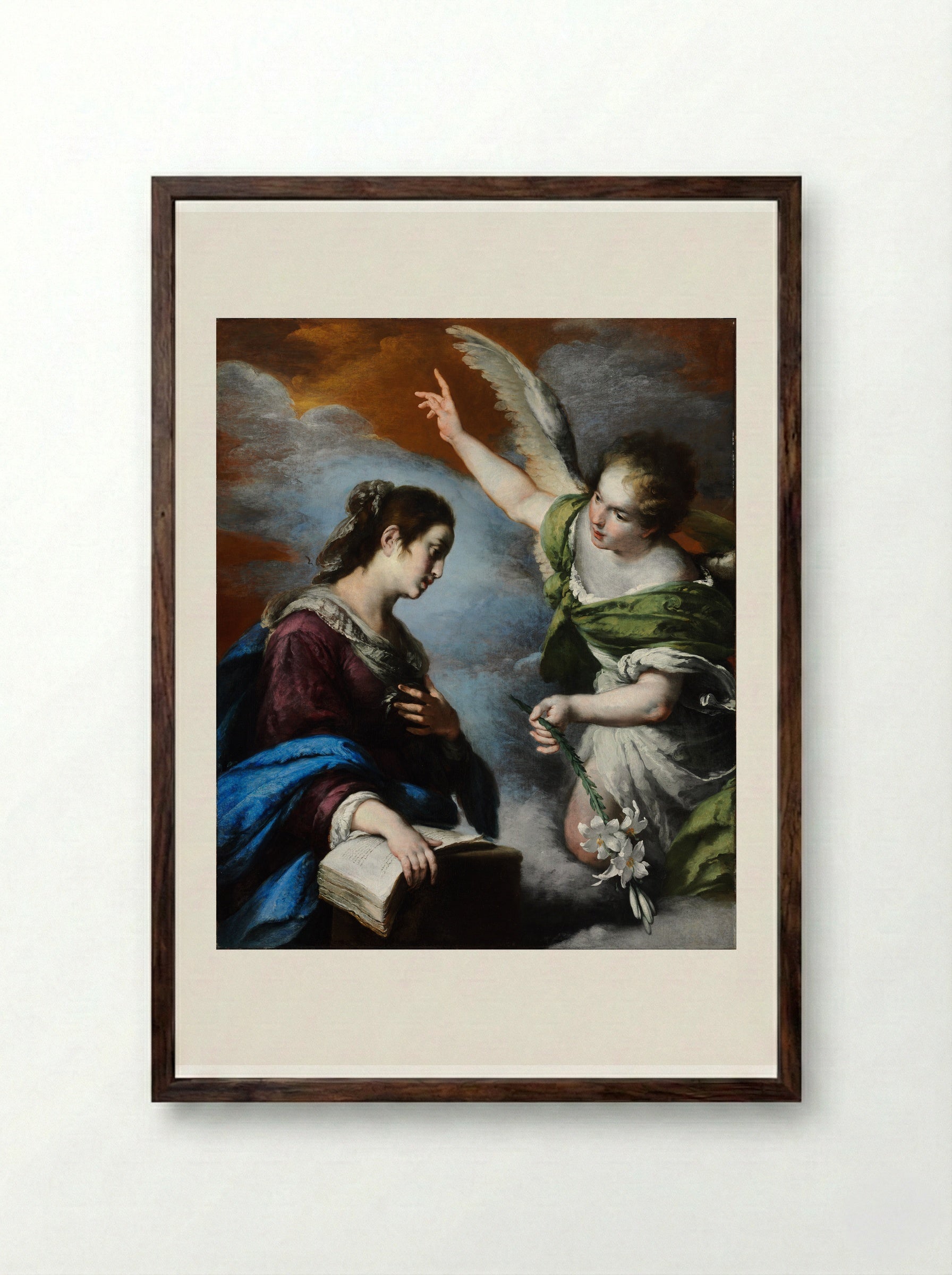The Annunciation - Bernardo Strozzi - Framed Print Dark Wood
