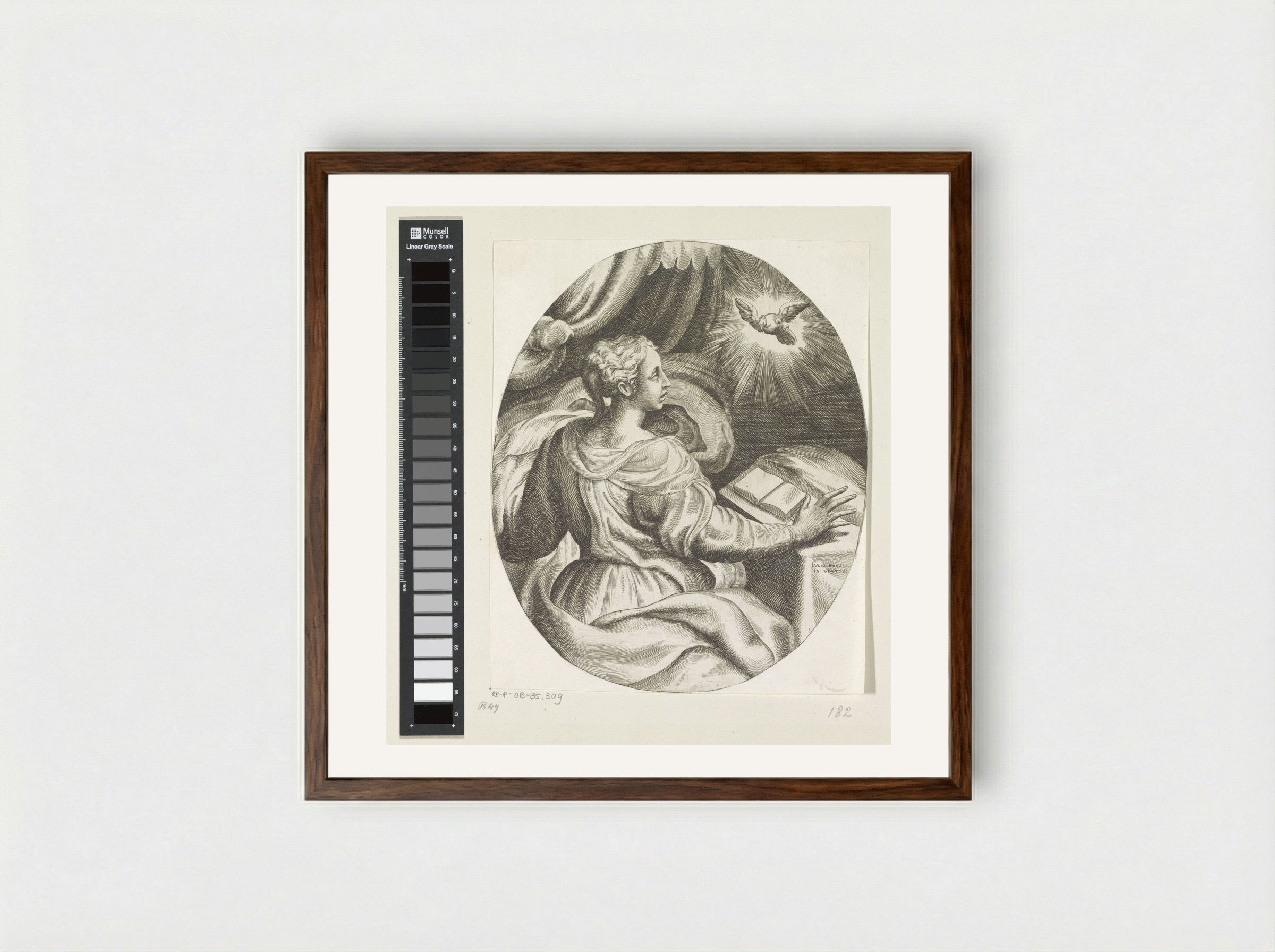 The Annunciation - Giulio Bonasone - Framed Print Dark Wood