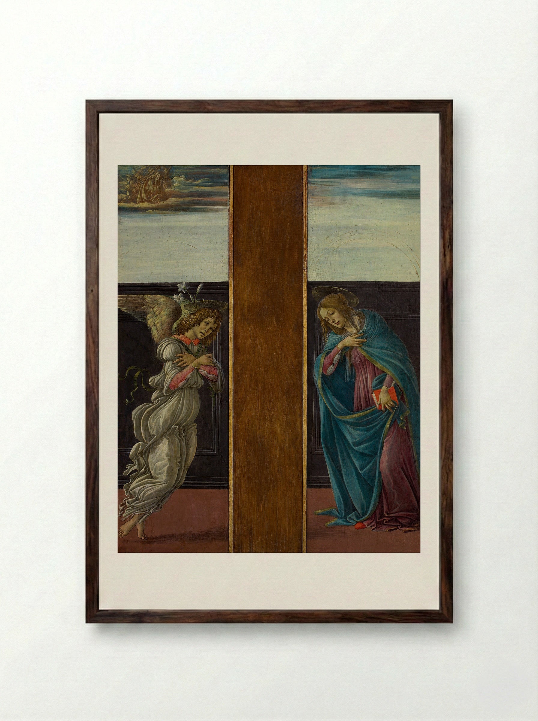 The Annunciation - Sandro Botticelli - Framed Print Dark Wood