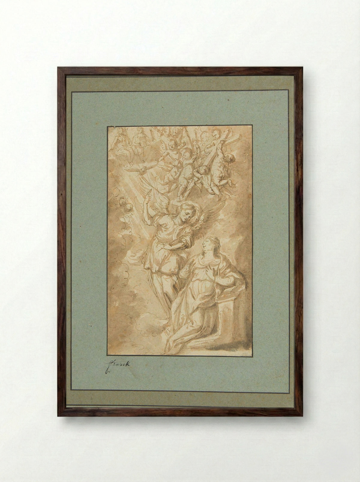 The Annunciation - Cornelis Schut I - Framed Print Dark Wood