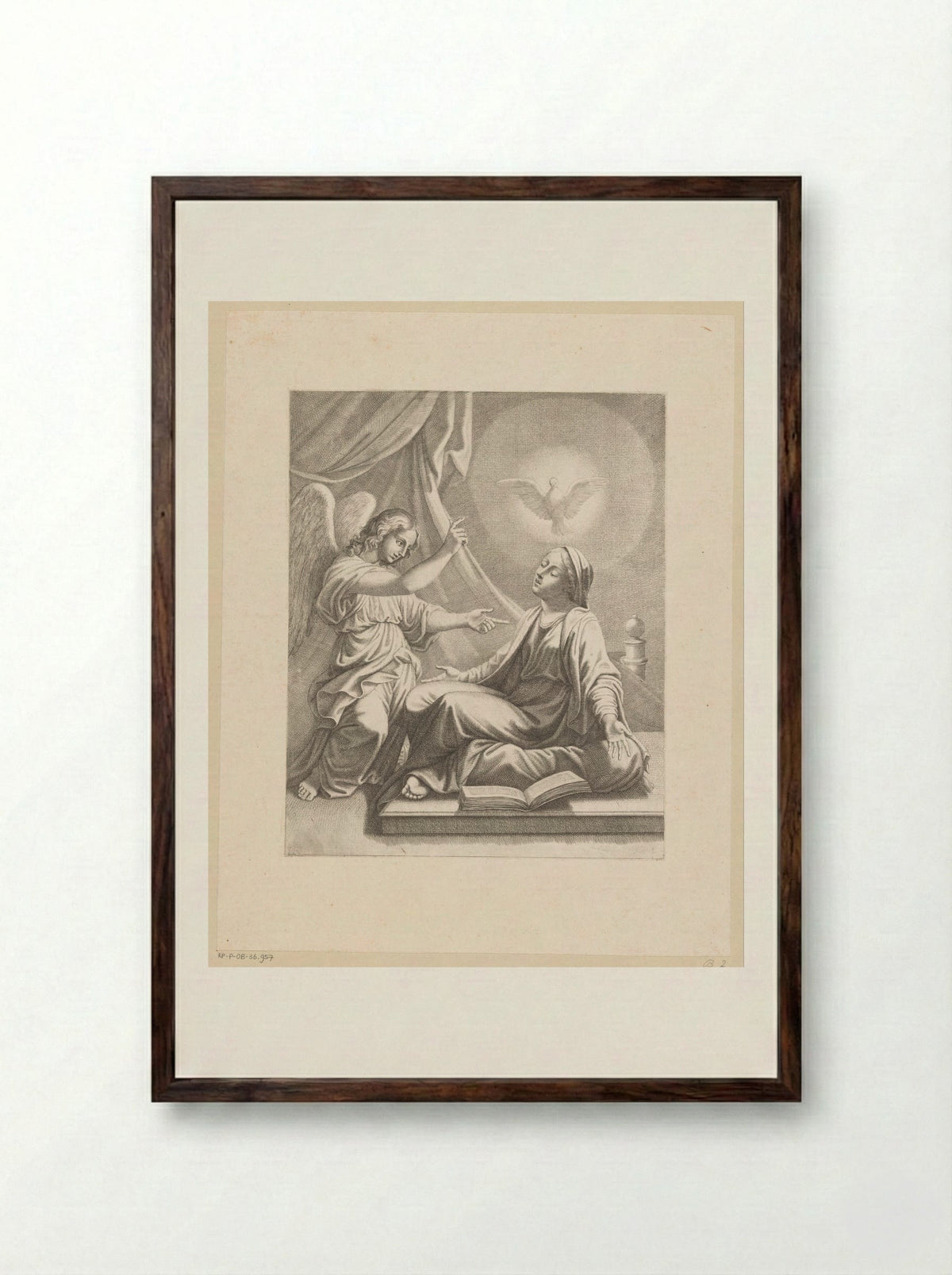 The Annunciation - Pietro del Po - Framed Print Dark Wood