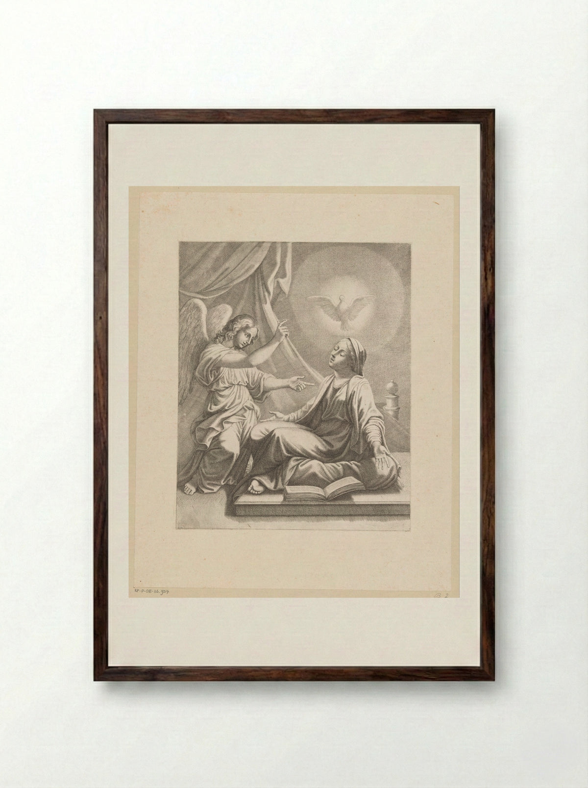The Annunciation - Pietro del Po - Framed Print Dark Wood