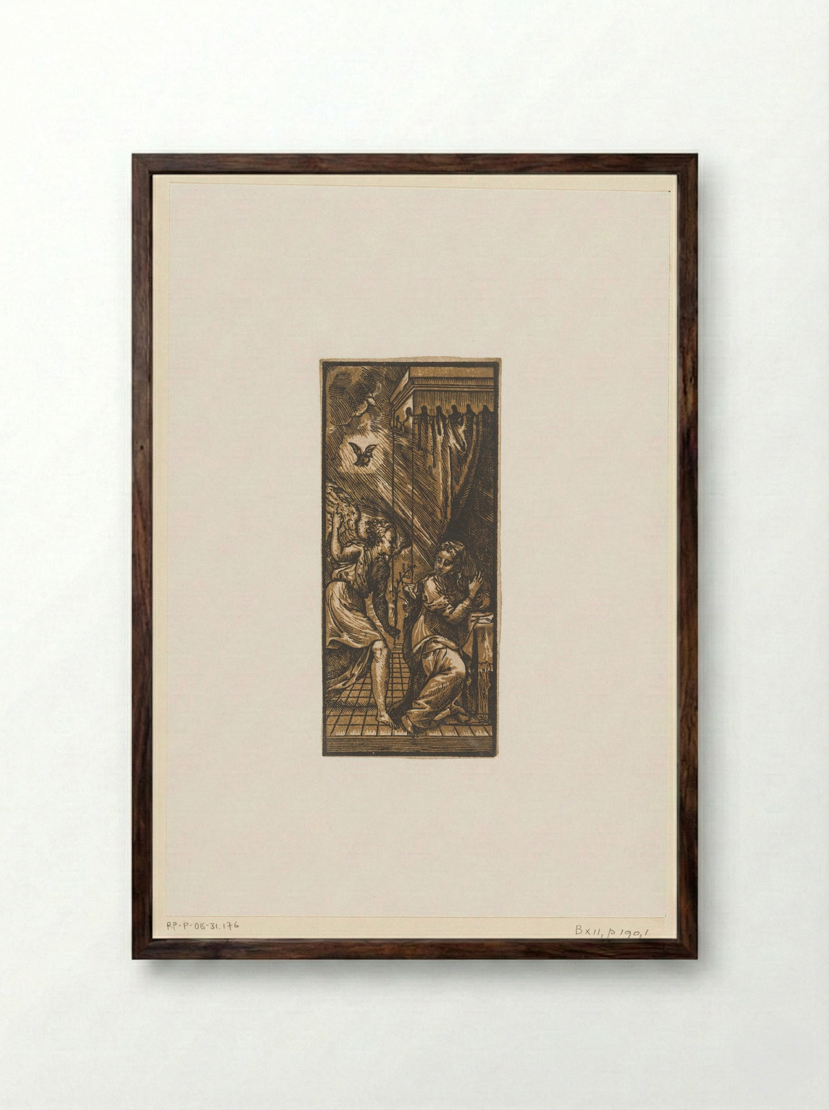 The Annunciation - Anton Maria I Zanetti - Framed Print Dark Wood
