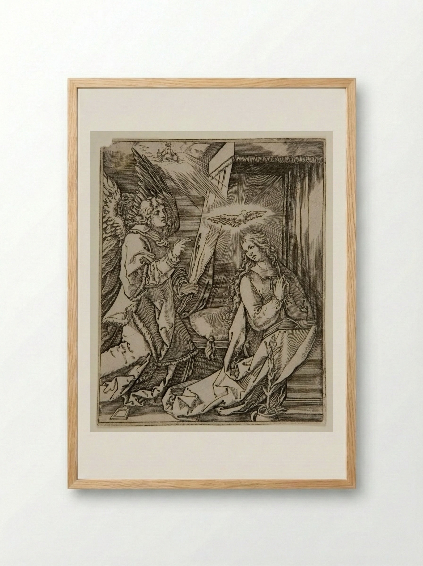 The Annunciation - Marcantonio Raimondi - Framed Print Wood