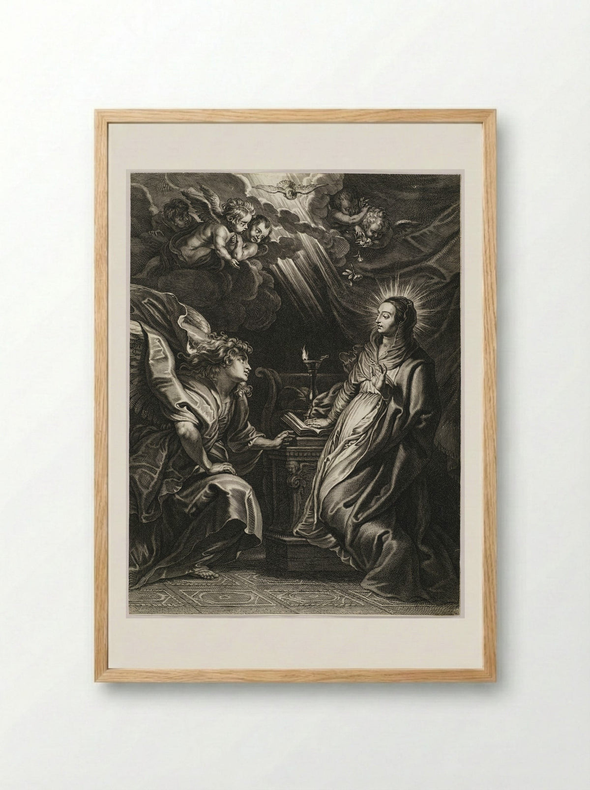 The Annunciation - Schelte Adamsz. Bolswert - Framed Print Wood