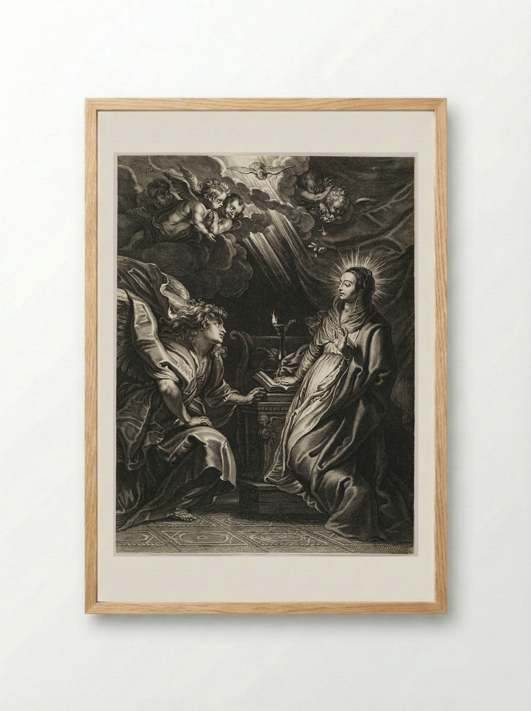The Annunciation - Schelte Adamsz. Bolswert - Framed Print Wood