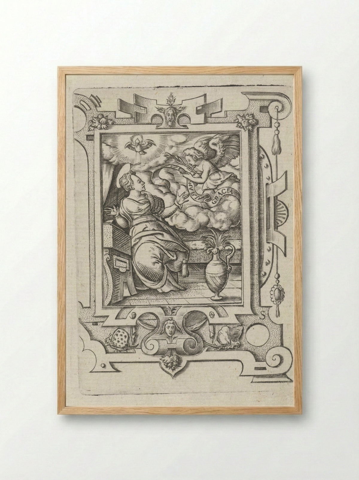 The Annunciation - Virgilius Solis - Framed Print Wood