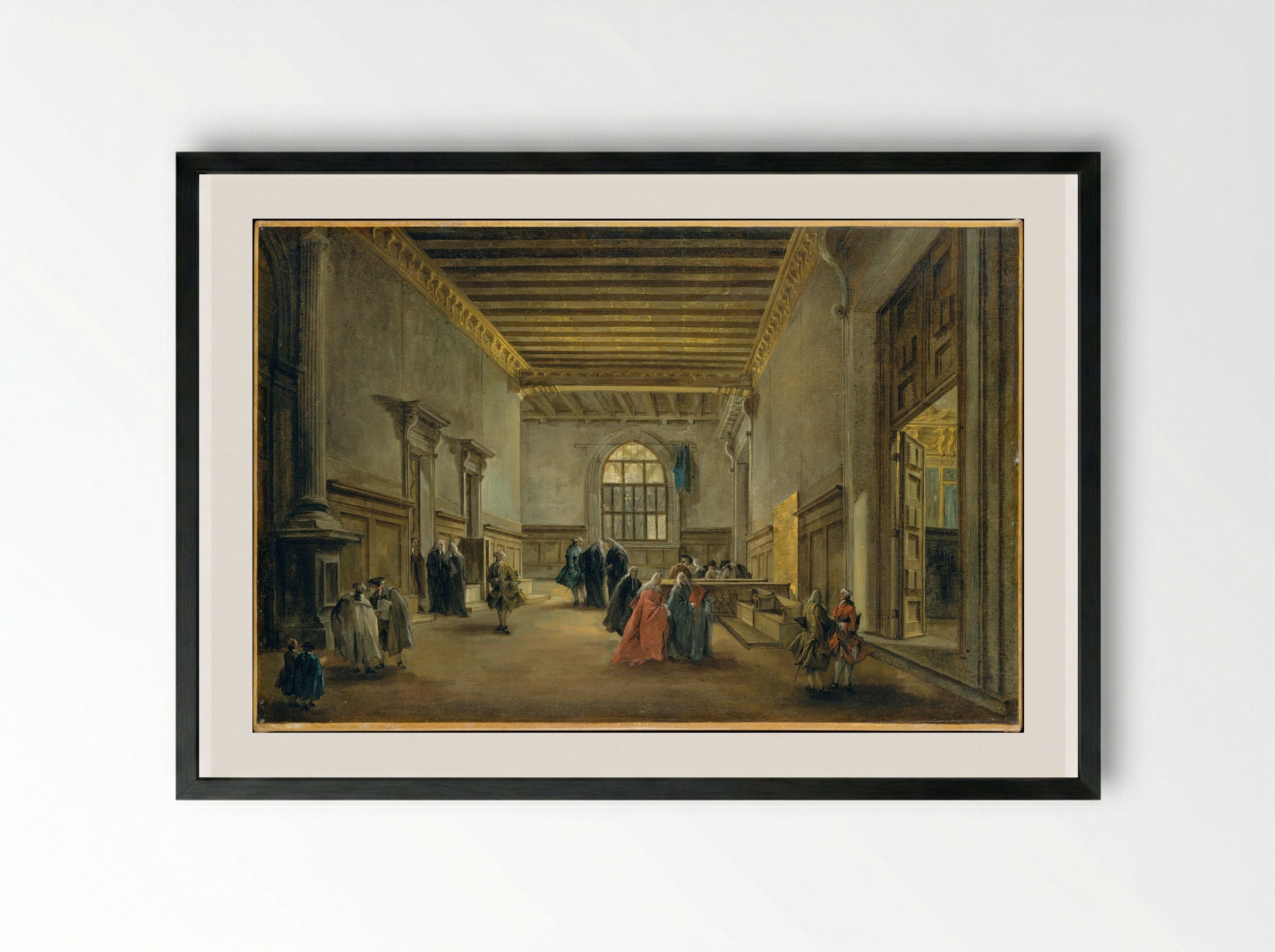 The Antechamber of the Sala del Maggior Consiglio - Francesco Guardi - Framed Print Black