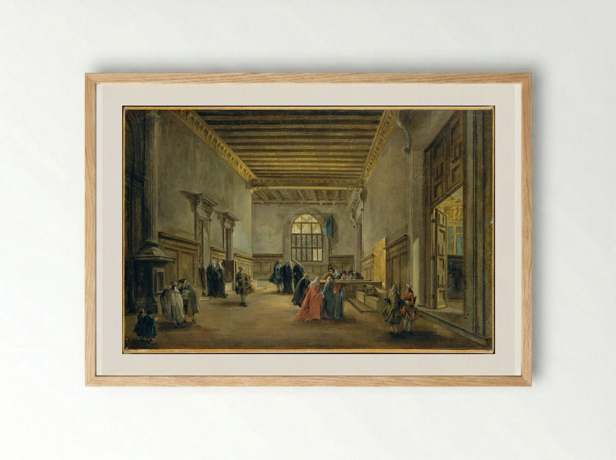 The Antechamber of the Sala del Maggior Consiglio - Francesco Guardi - Framed Print Wood