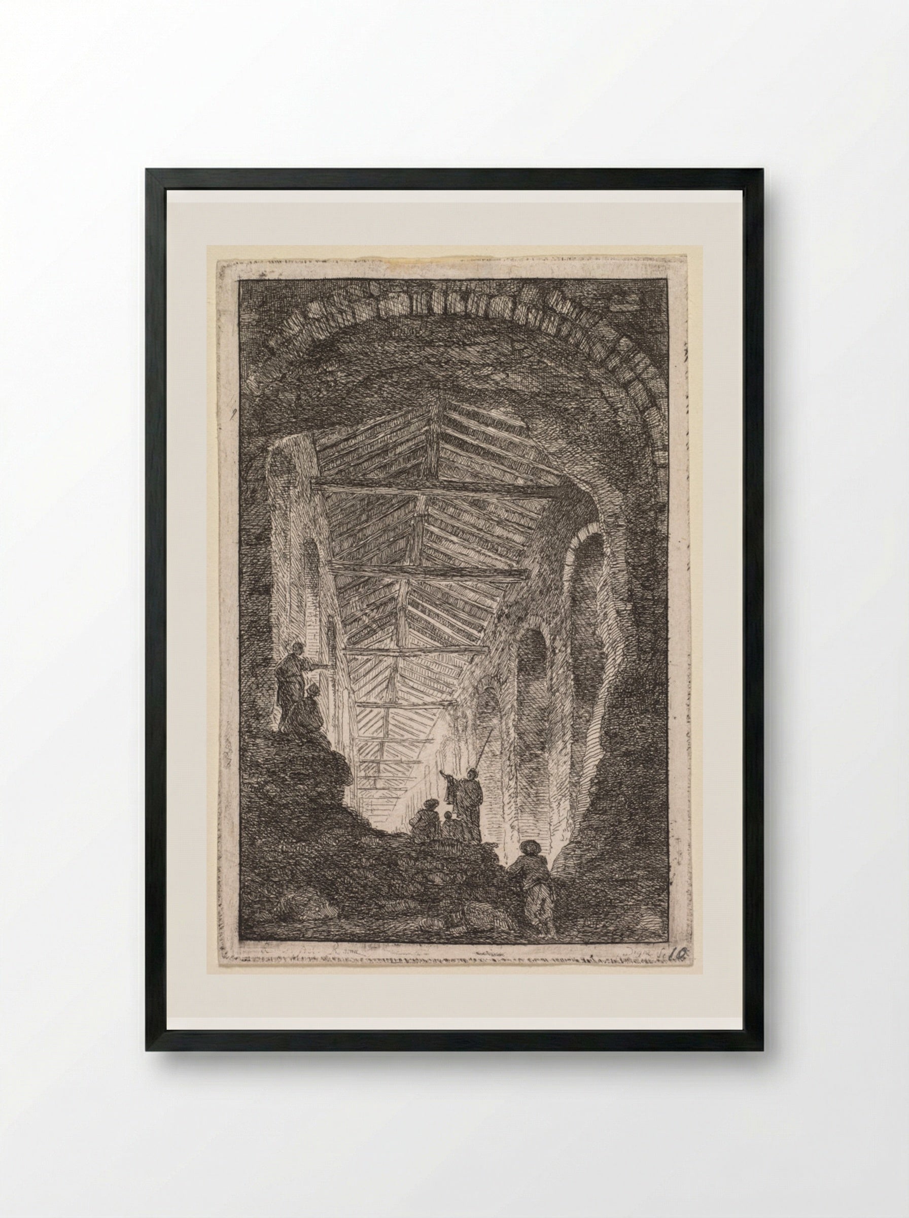 The Antique Gallery - Hubert Robert - Framed Print Black