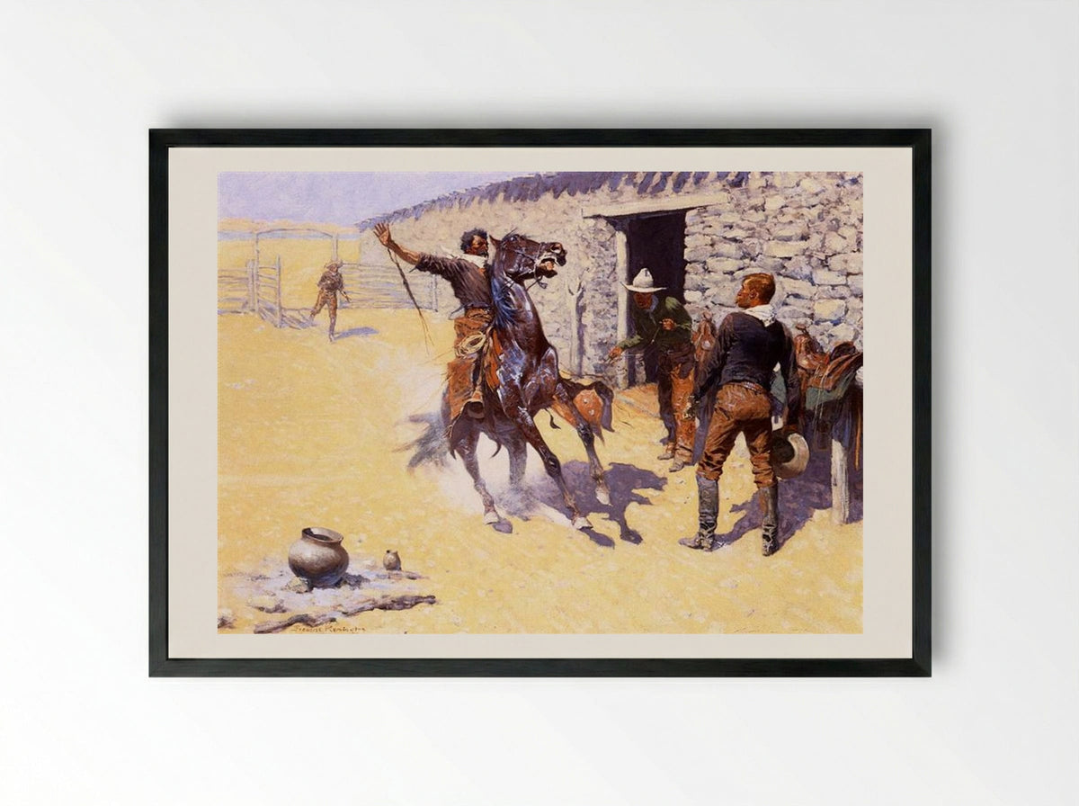The Apaches - Frederic Remington - Framed Print Black