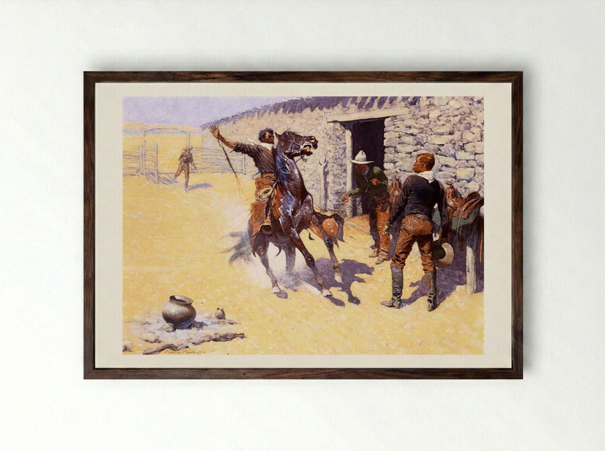 The Apaches - Frederic Remington - Framed Print Dark Wood