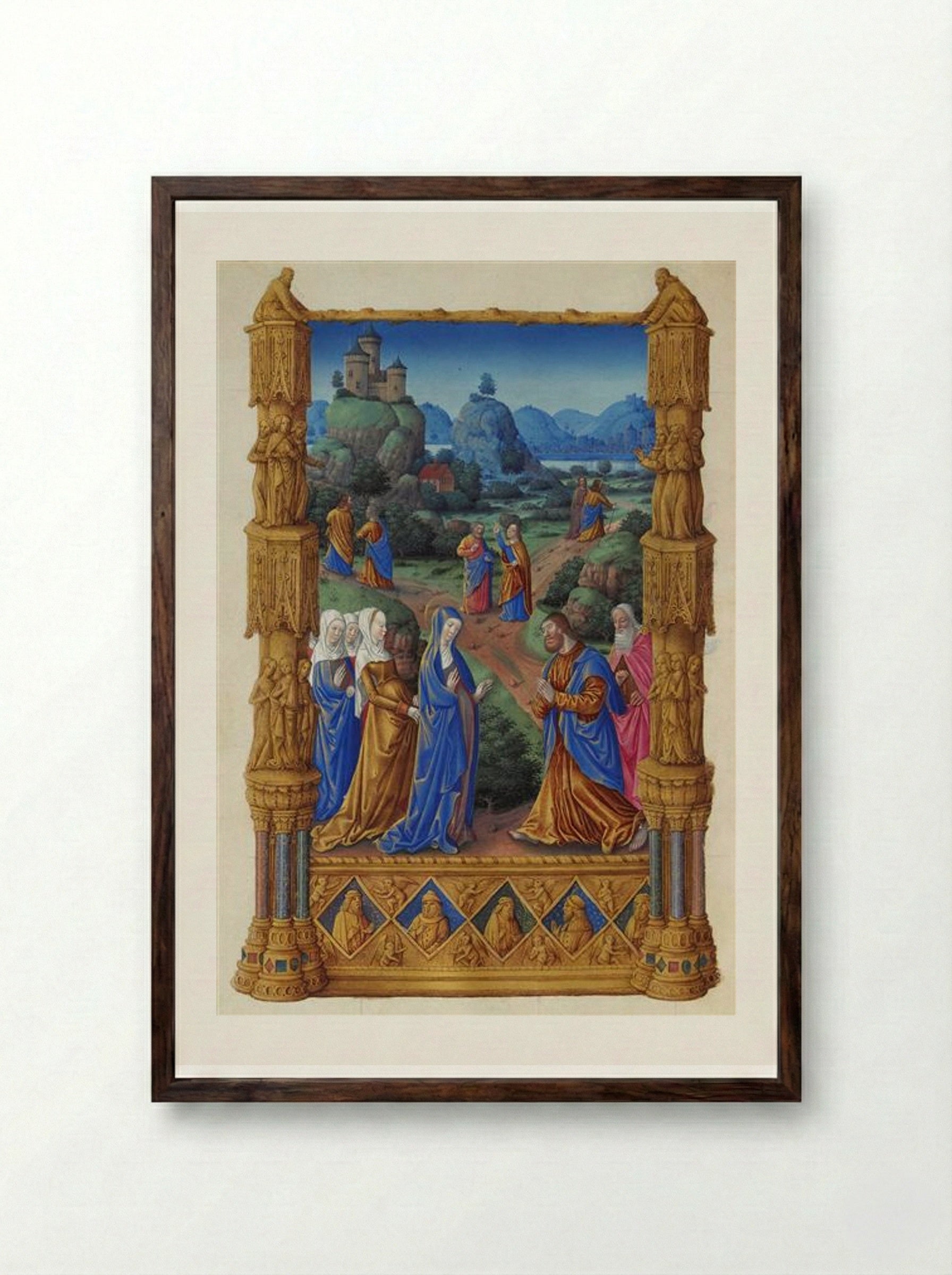 The Apostles Going Forth to Preach - Limbourg brothers - Framed Print Dark Wood