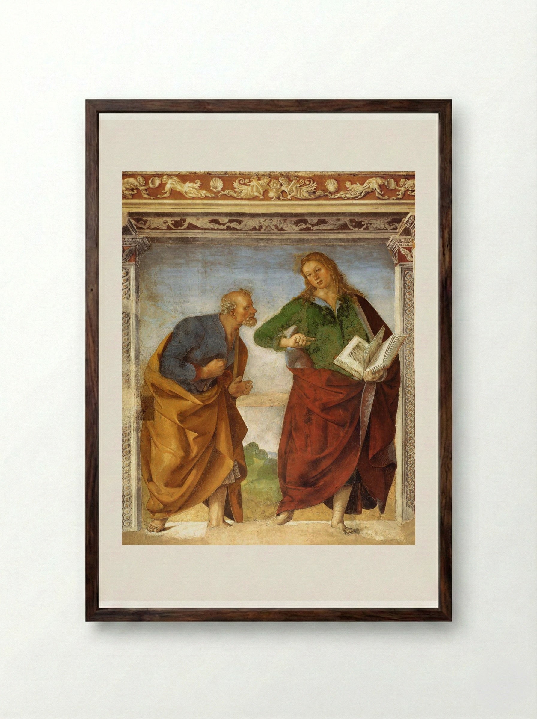 The Apostles Peter and John the Evangelist - Luca Signorelli - Framed Print Dark Wood