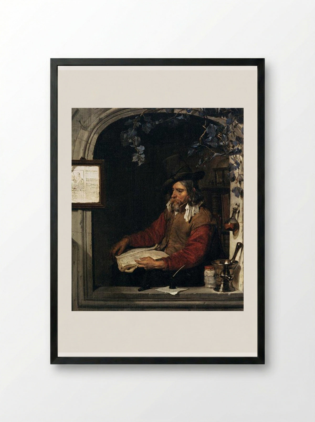 The Apothecary - Gabriel Metsu - Framed Print Black