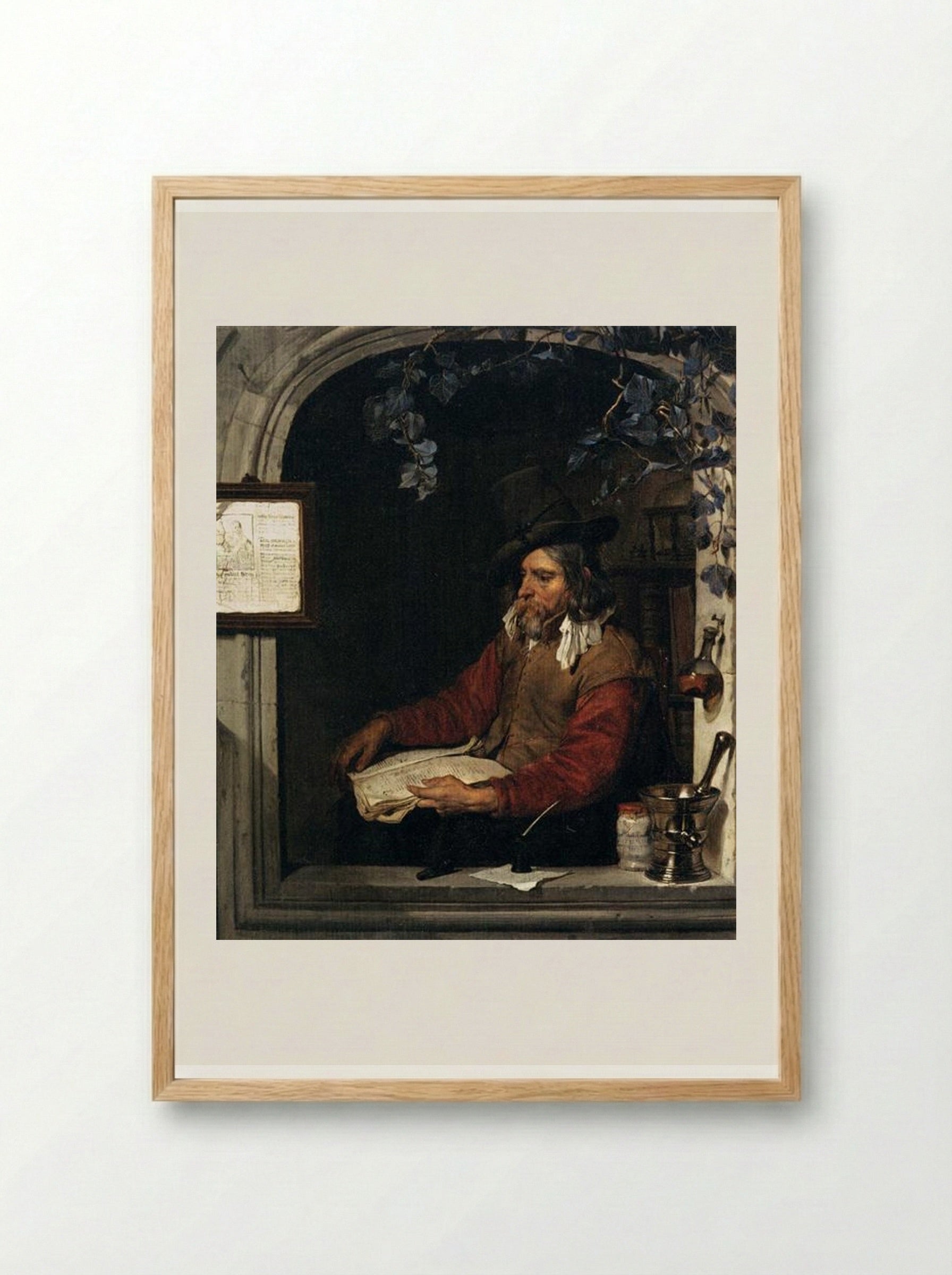 The Apothecary - Gabriel Metsu - Framed Print Wood