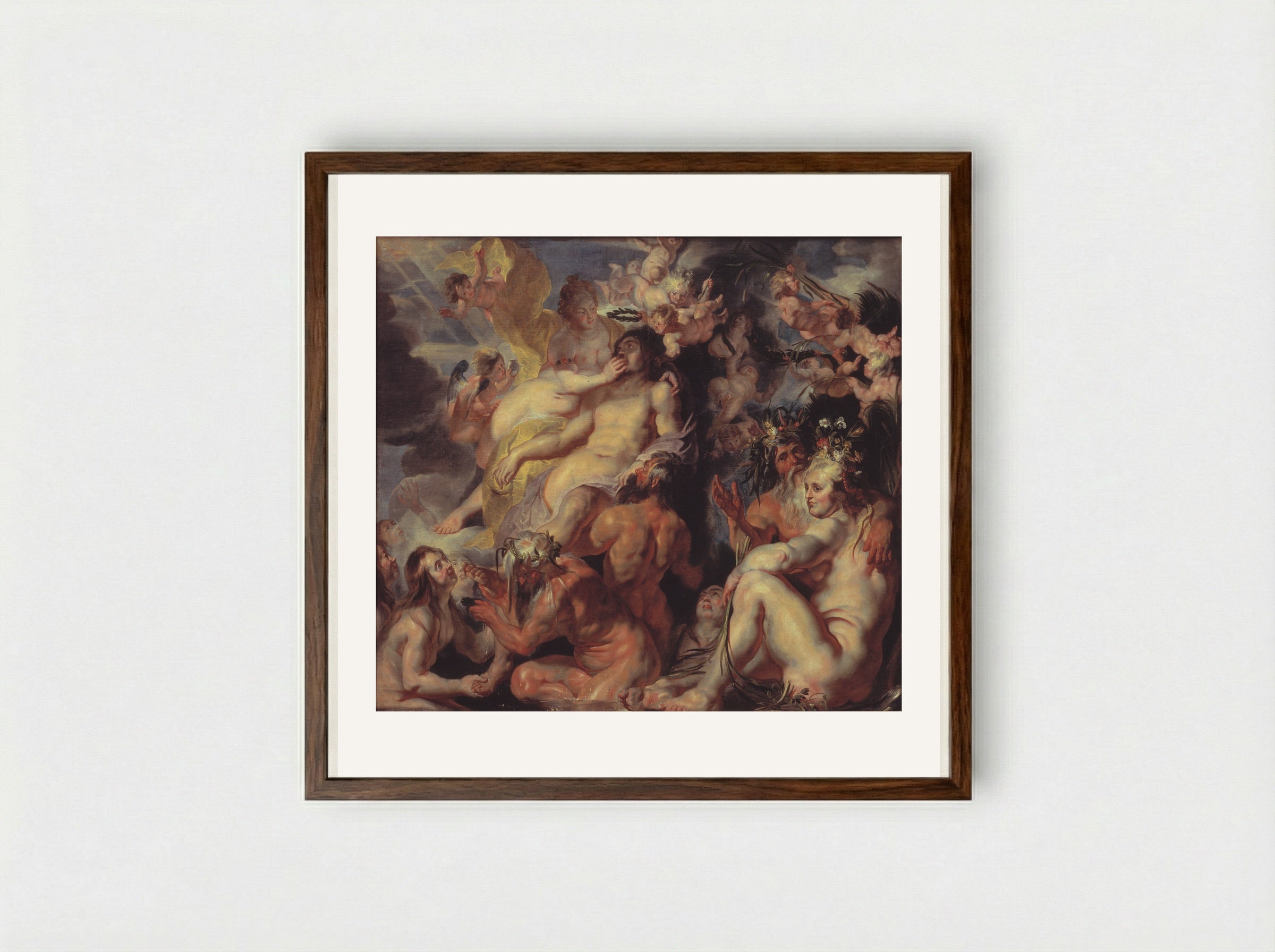 The Apotheosis of Aeneas - Jacob Jordaens - Framed Print Dark Wood